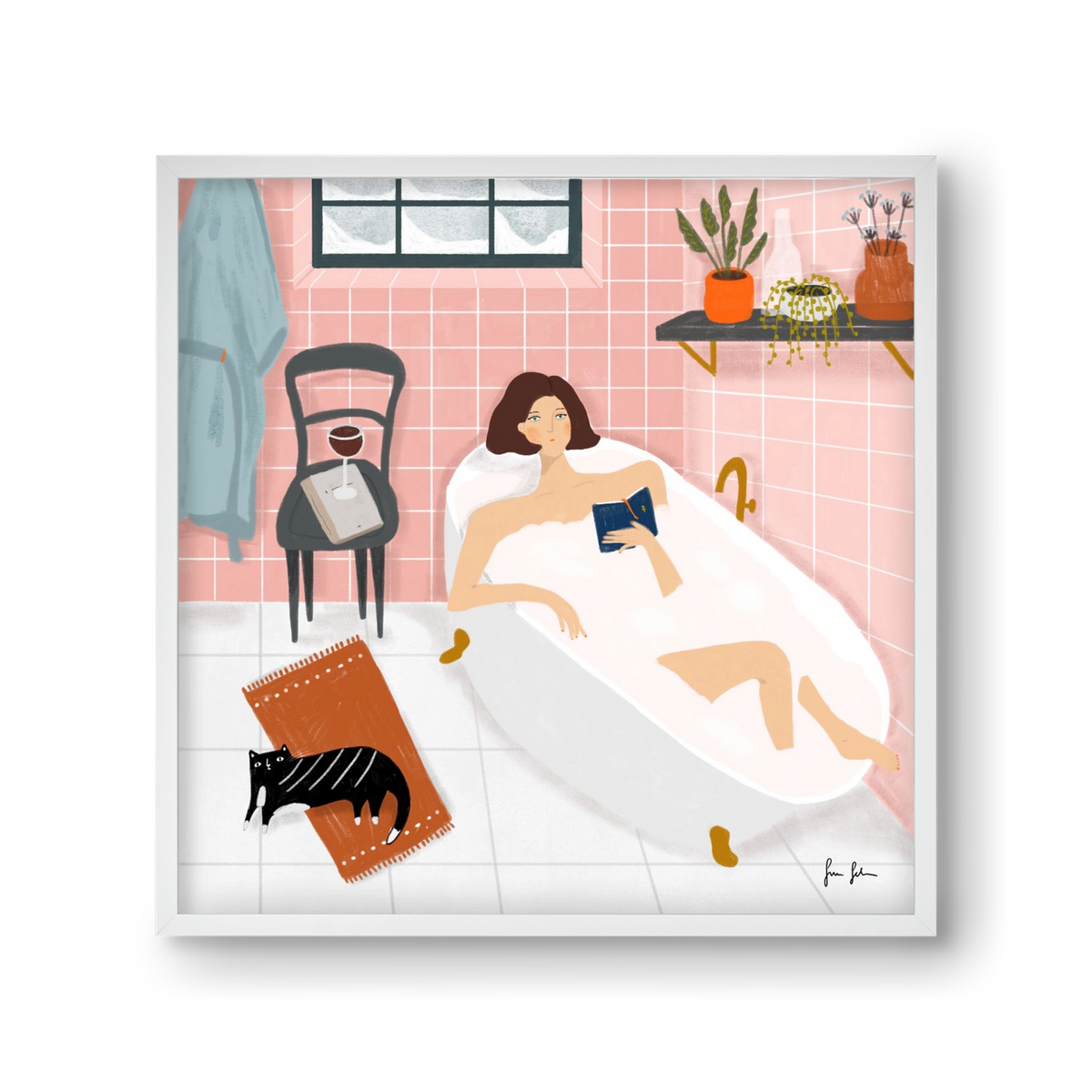 Bath time, 30x30 cm (30x30 cm), Fehér keret