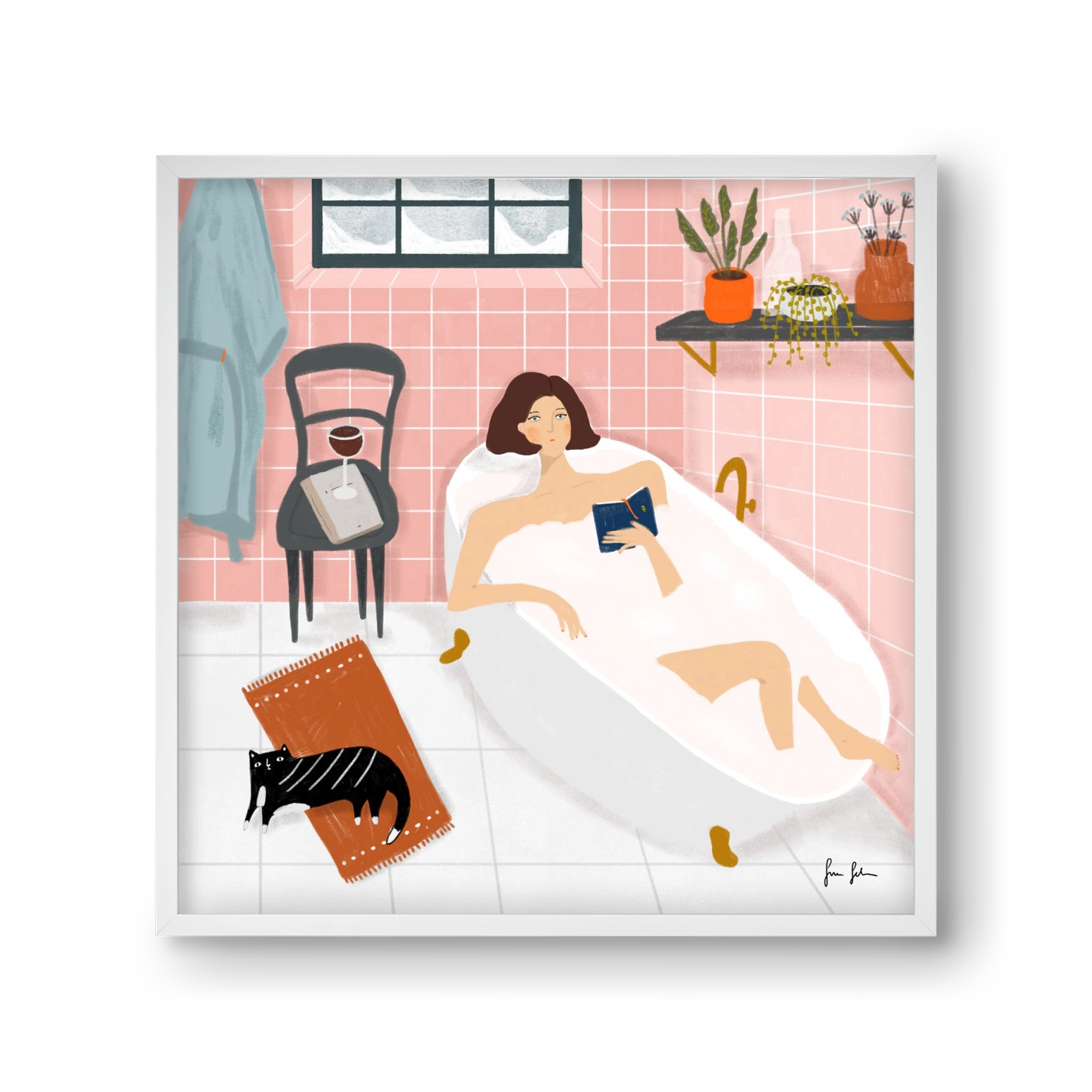 Bath time, 30x30 cm (30x30 cm), Fehér keret