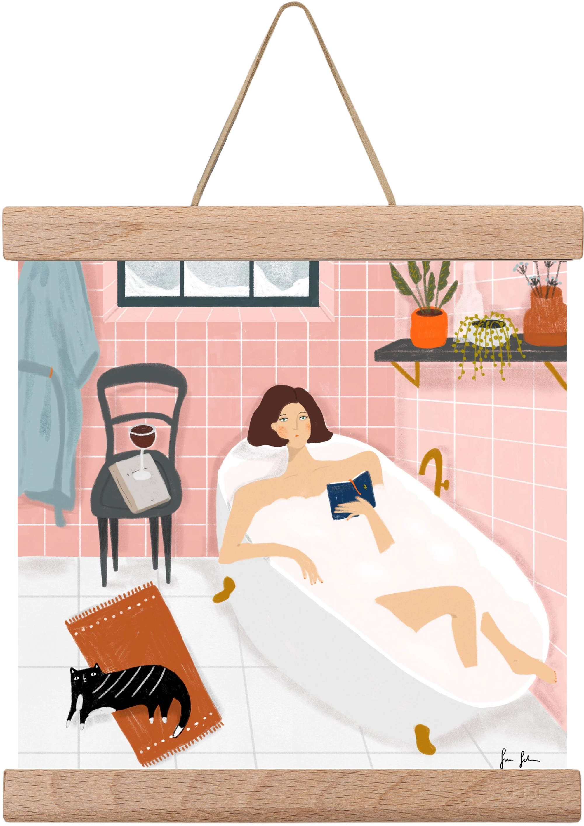 Bath time, 20x20 cm (20x20 cm), Tölgy akasztó