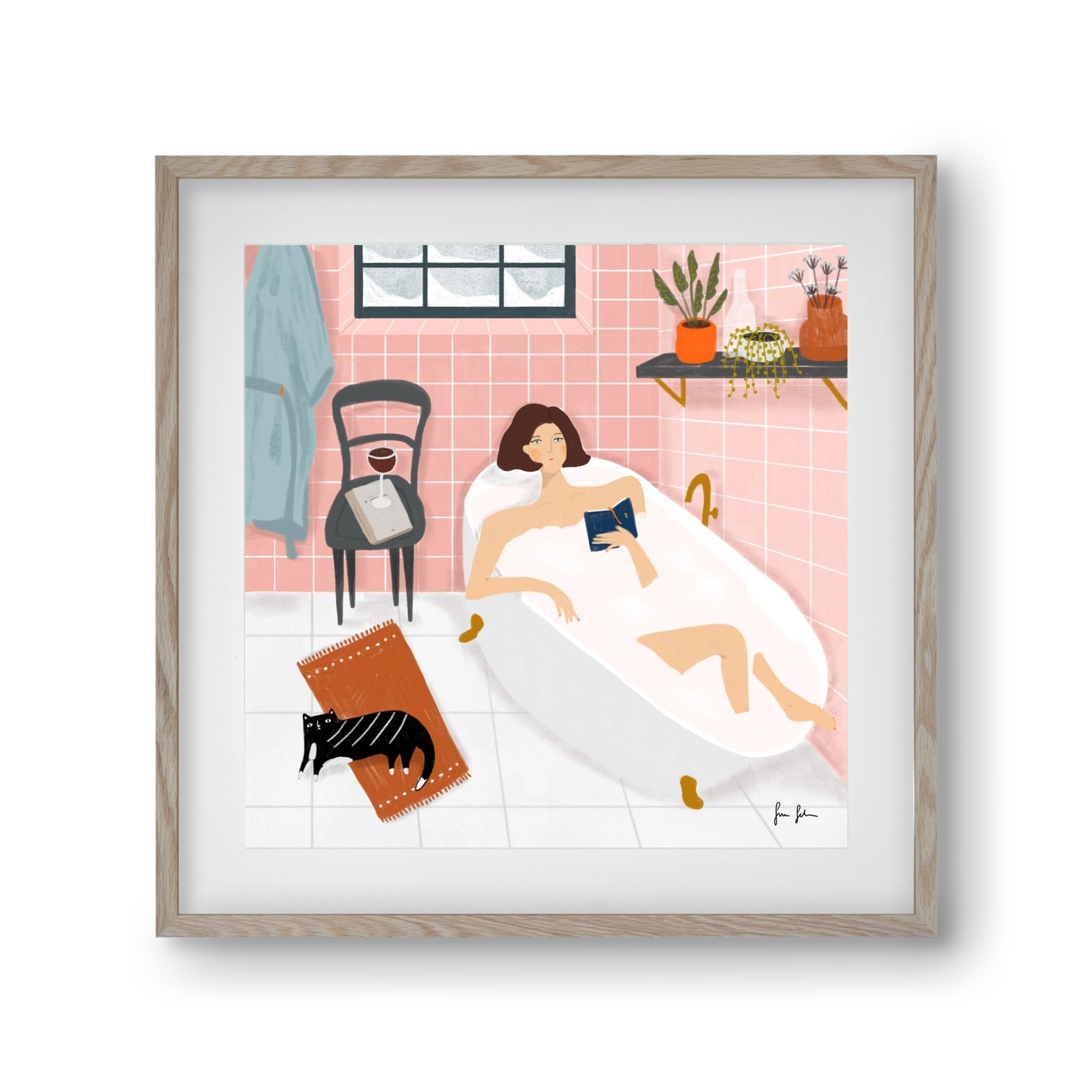 Bath time, 30x30 cm (20x20 cm), Tölgy keret, paszpartuval