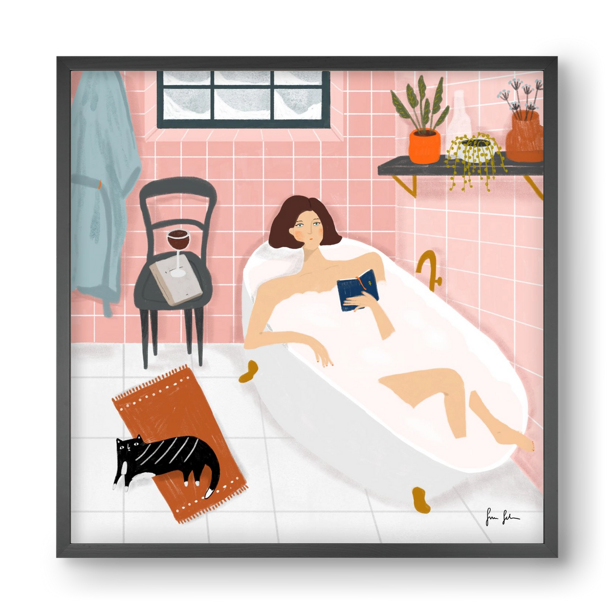 Bath time, 40x40 cm (40x40 cm), Fekete keret