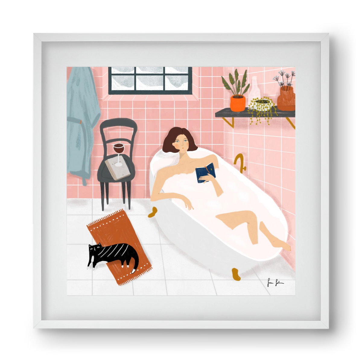 Bath time, 40x40 cm (30x30 cm), Fehér keret, paszpartuval