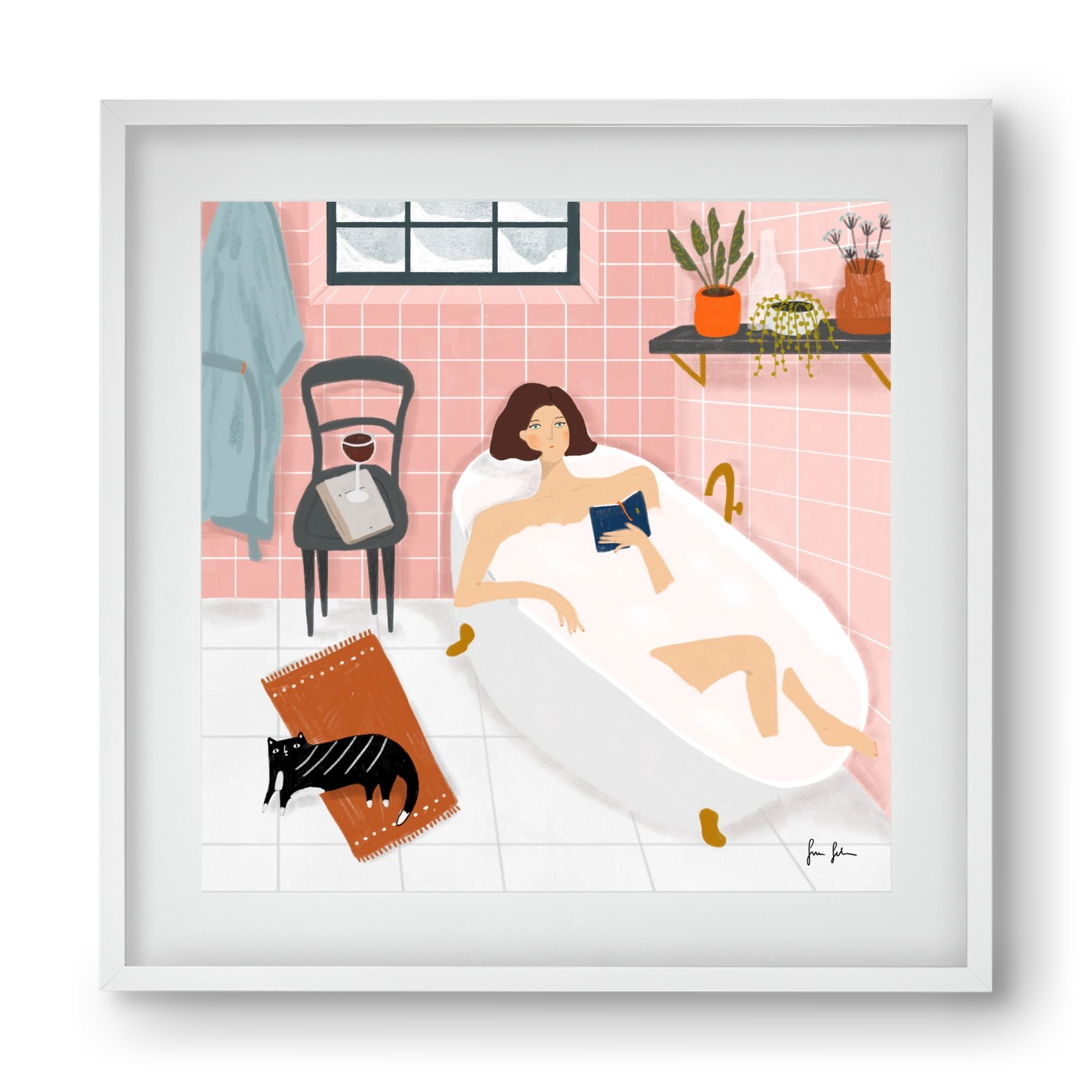 Bath time, 40x40 cm (30x30 cm), Fehér keret, paszpartuval