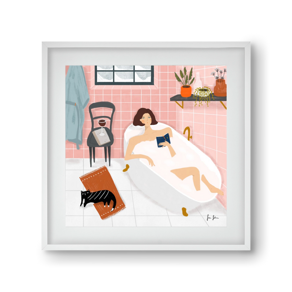 Bath time, 30x30 cm (20x20 cm), Fehér keret, paszpartuval