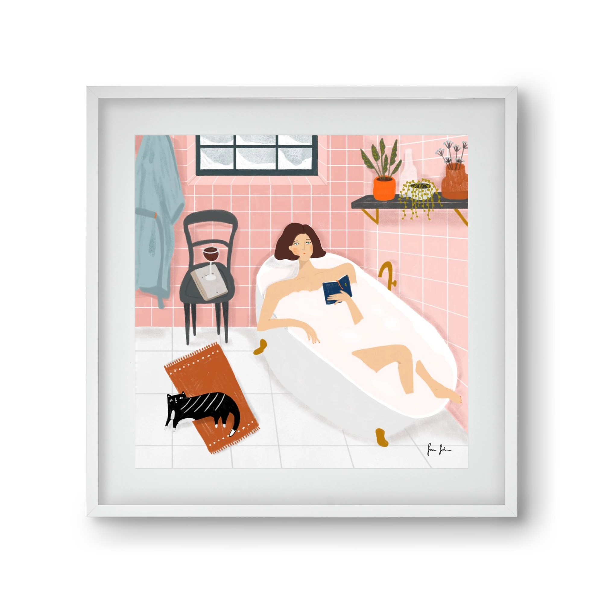 Bath time, 30x30 cm (20x20 cm), Fehér keret, paszpartuval