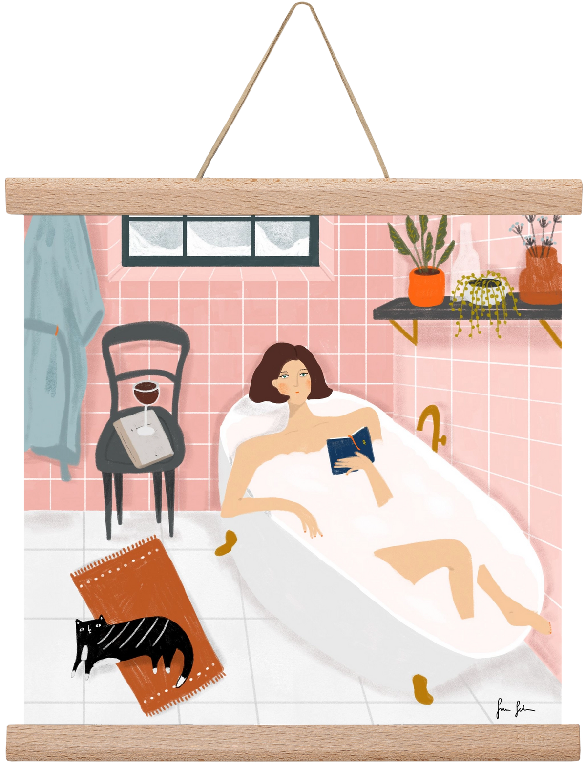 Bath time, 30x30 cm (30x30 cm), Tölgy akasztó