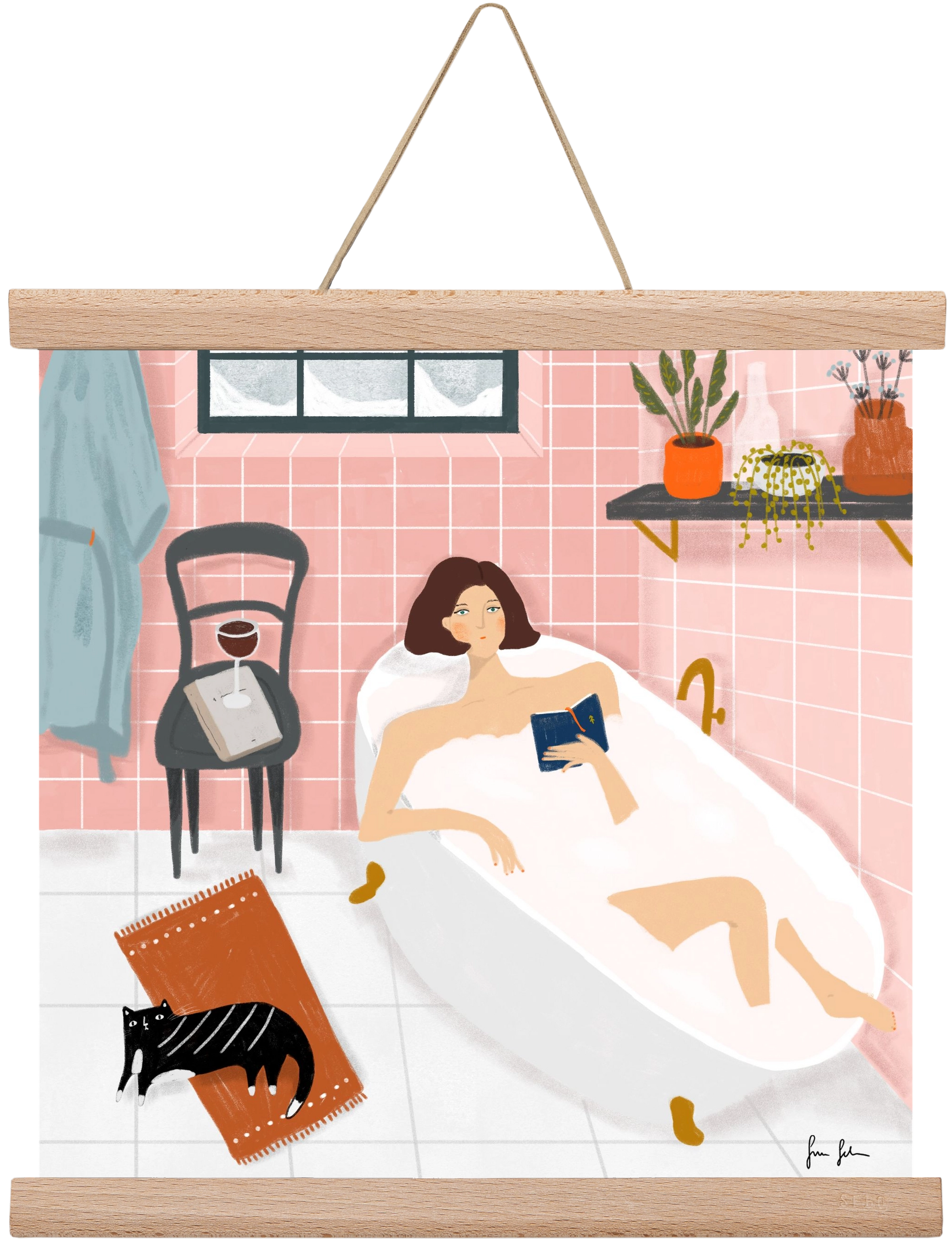 Bath time, 30x30 cm (30x30 cm), Tölgy akasztó