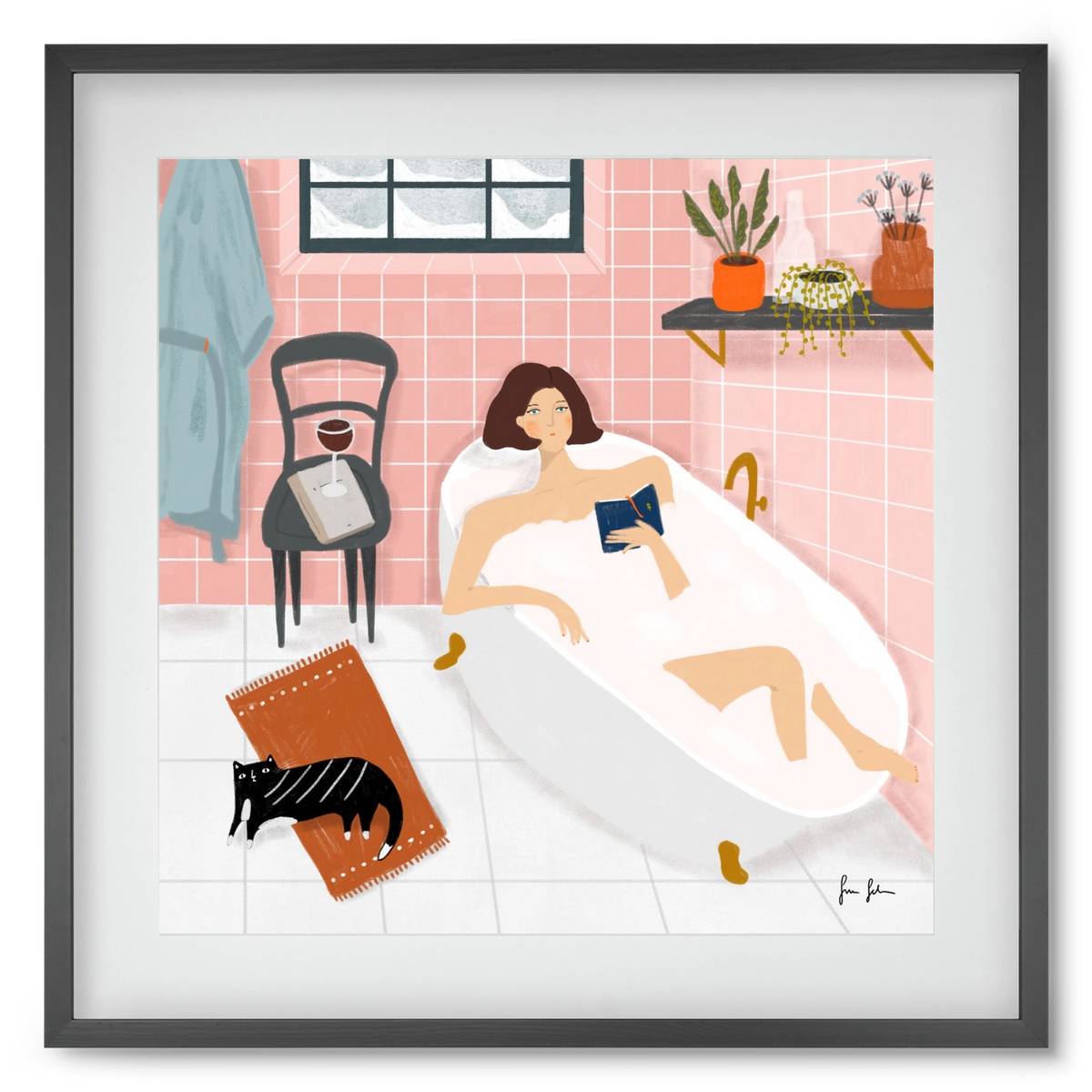 Bath time, 50x50 cm (40x40 cm), Fekete keret, paszpartuval