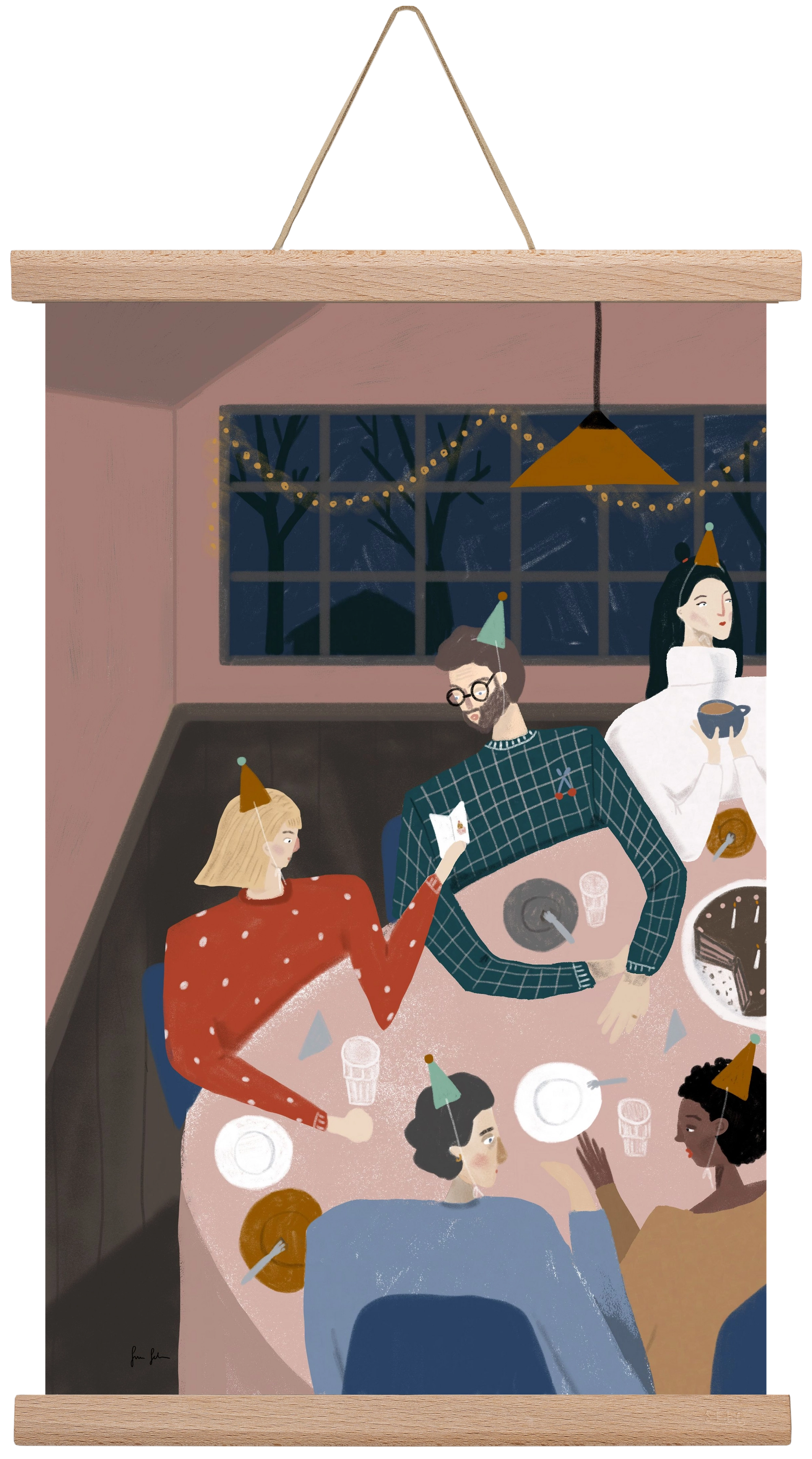 Szülinapozás, 30x45 cm (30x45 cm), Tölgy akasztó