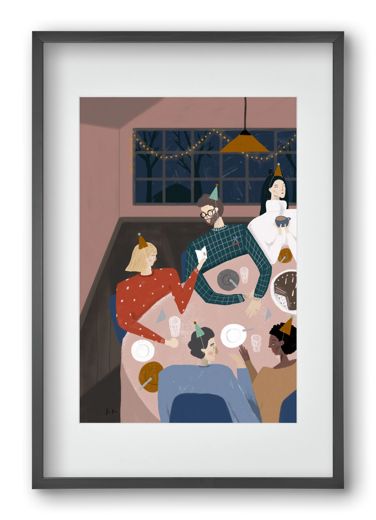 Szülinapozás, 40x60 cm (30x45 cm), Fekete keret, paszpartuval