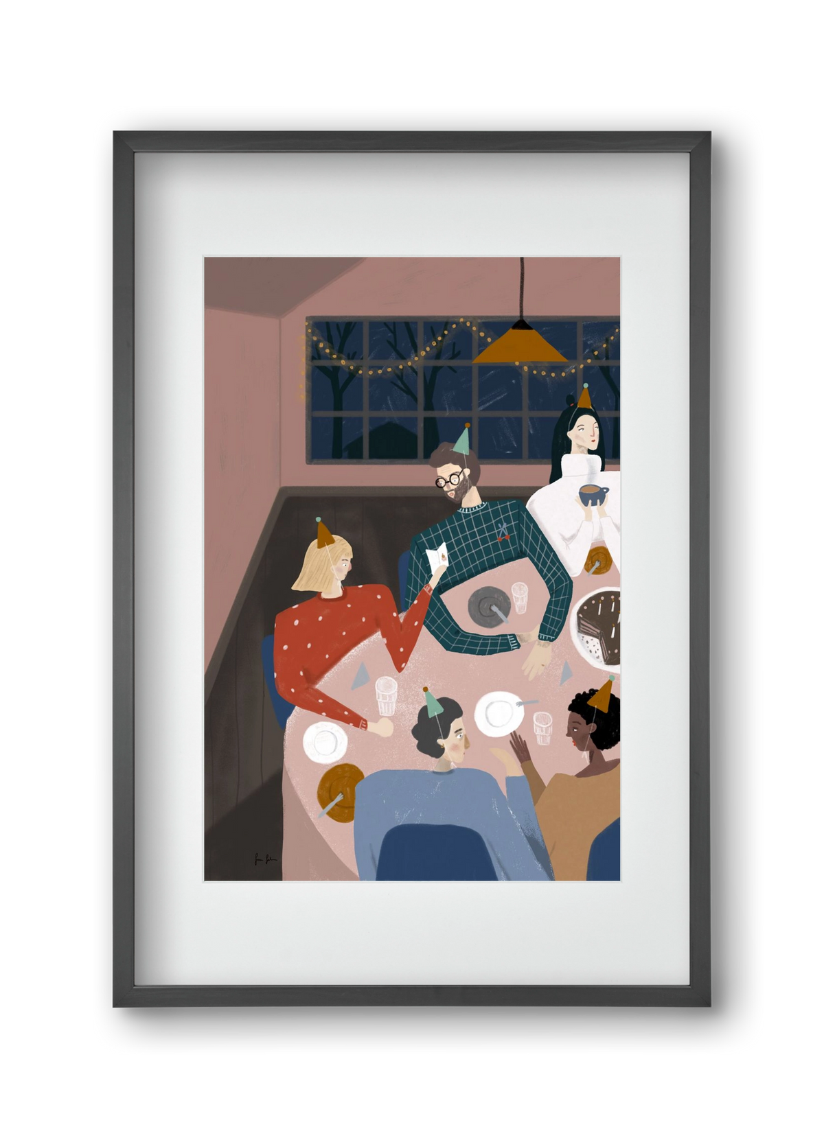 Szülinapozás, 30x45 cm (20x30 cm), Fekete keret, paszpartuval