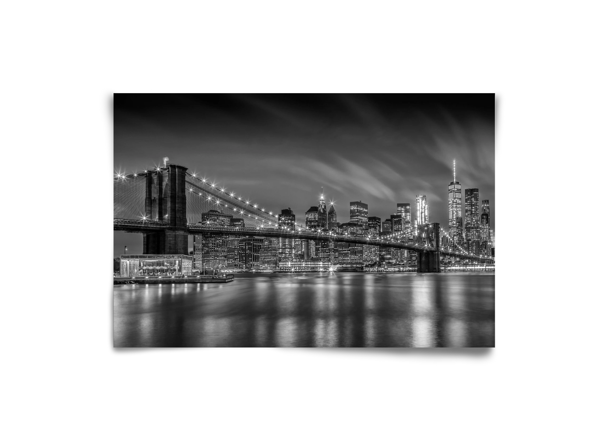 BROOKLYN BRIDGE Nightly Impressions | Monochrome, 30x20 cm, Keret nélkül