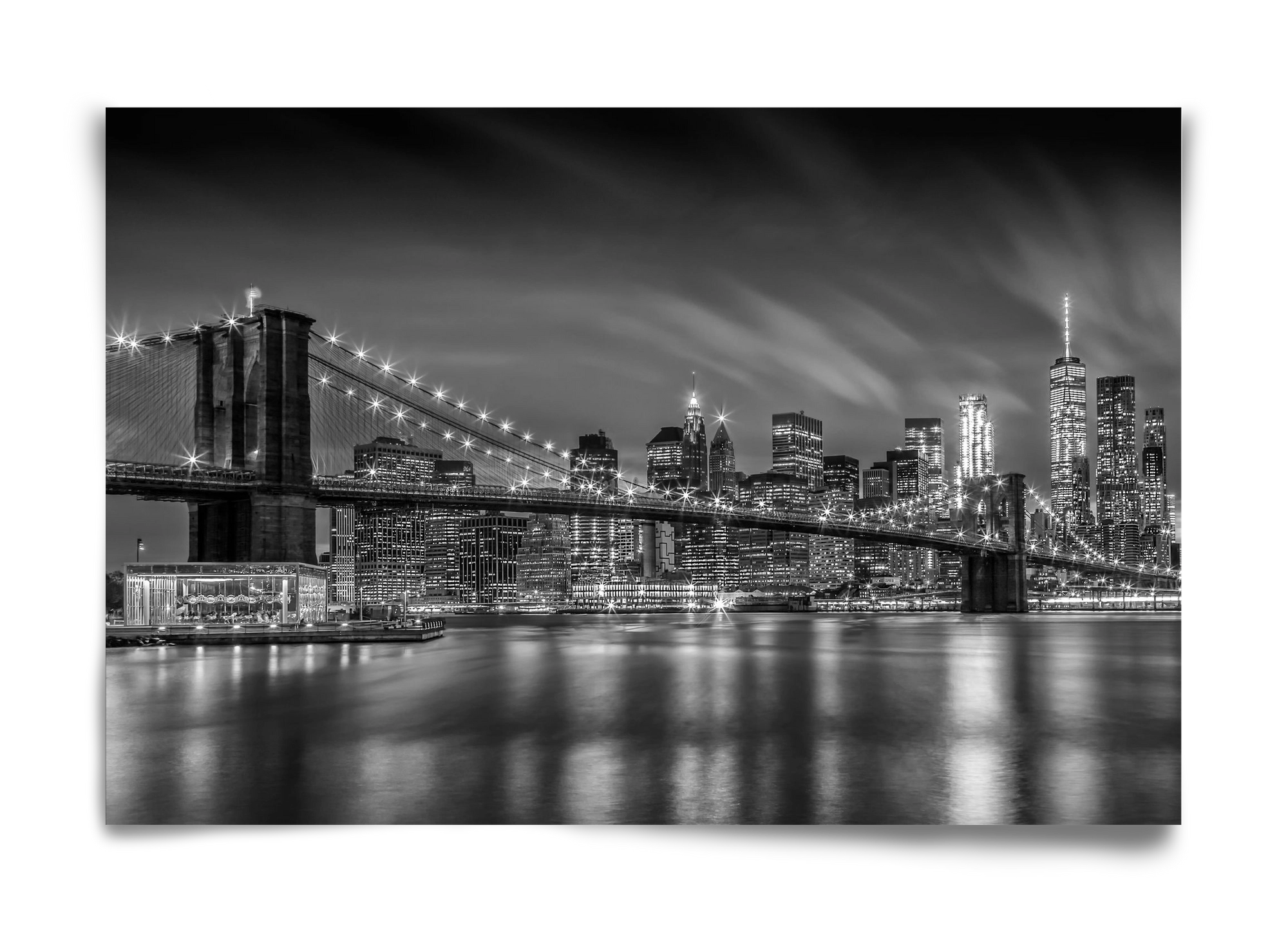 BROOKLYN BRIDGE Nightly Impressions | Monochrome, 60x40 cm, Keret nélkül