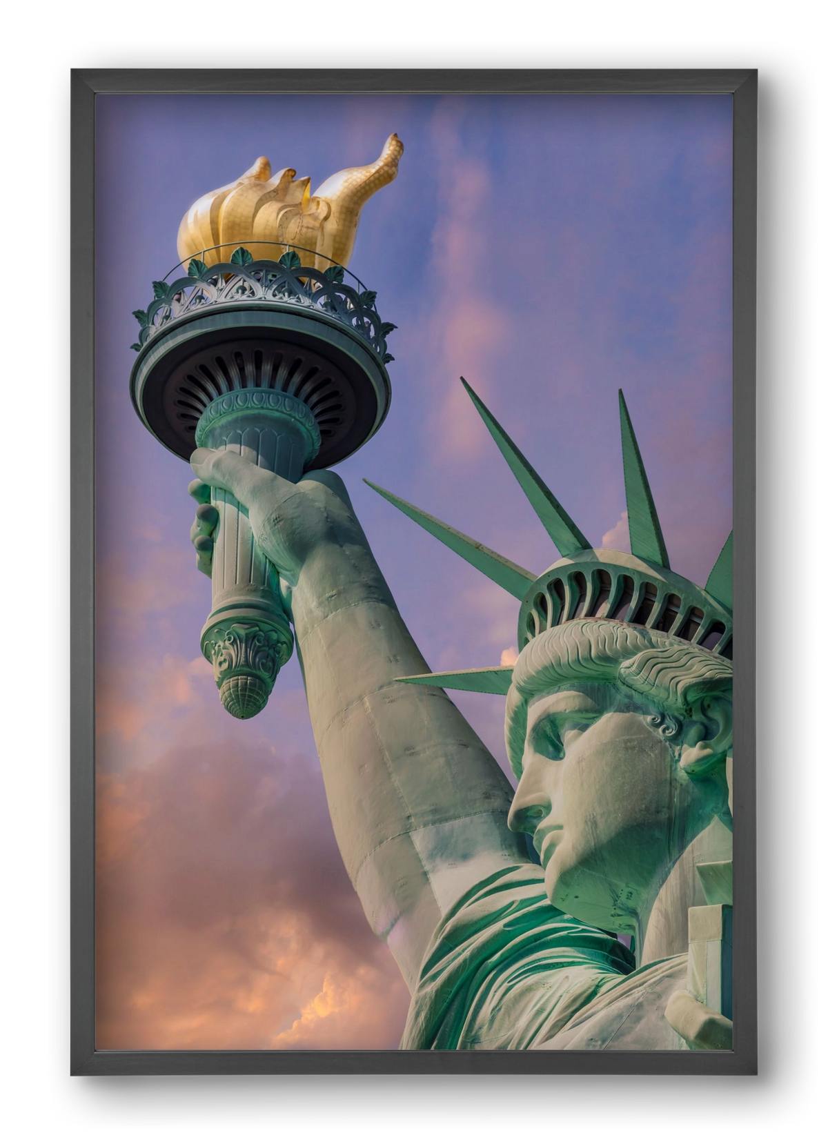 NEW YORK CITY Statue of Liberty at sunset, 40x60 cm (40x60 cm), Fekete keret