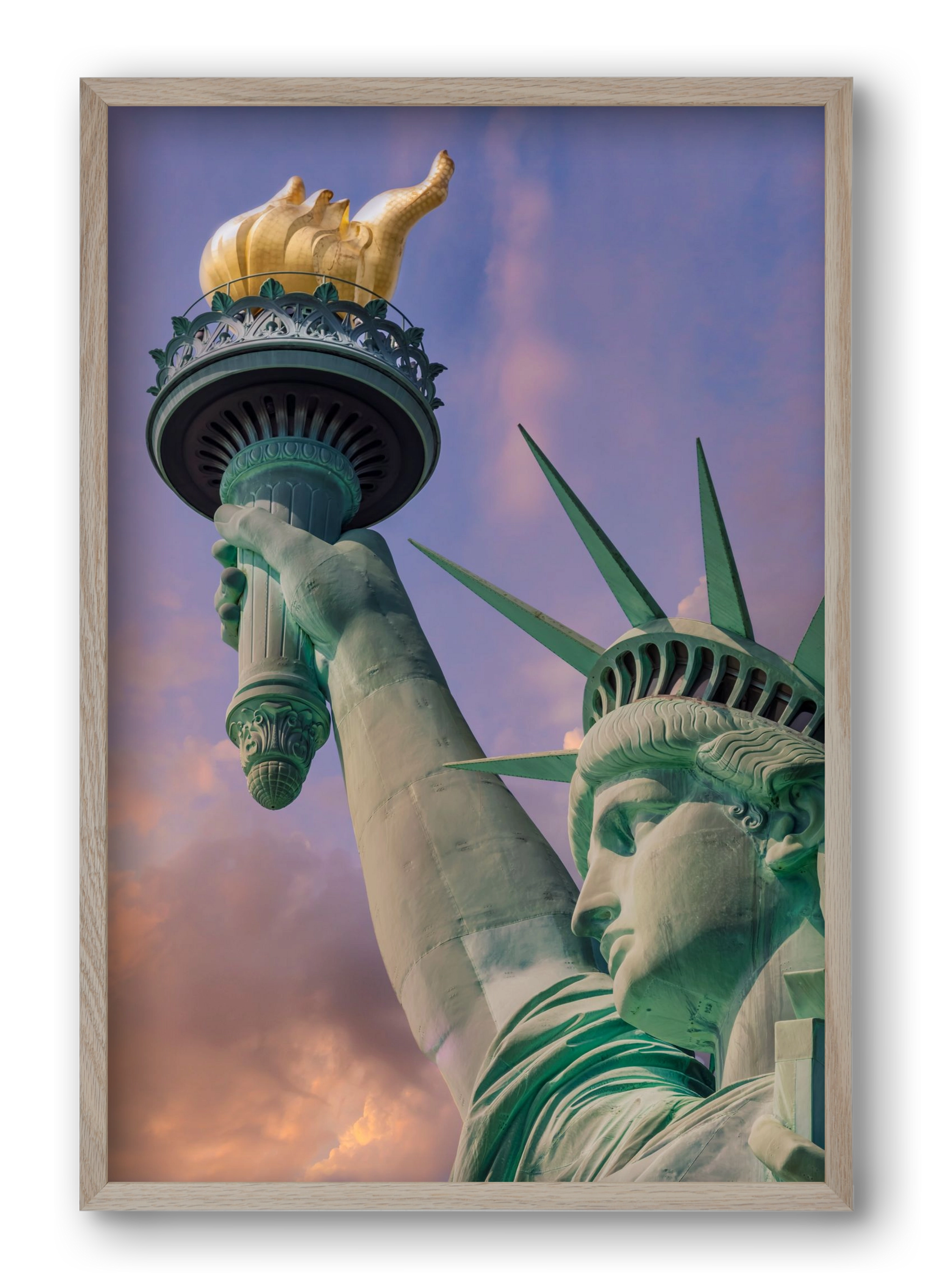 NEW YORK CITY Statue of Liberty at sunset, 40x60 cm (40x60 cm), Tölgy keret