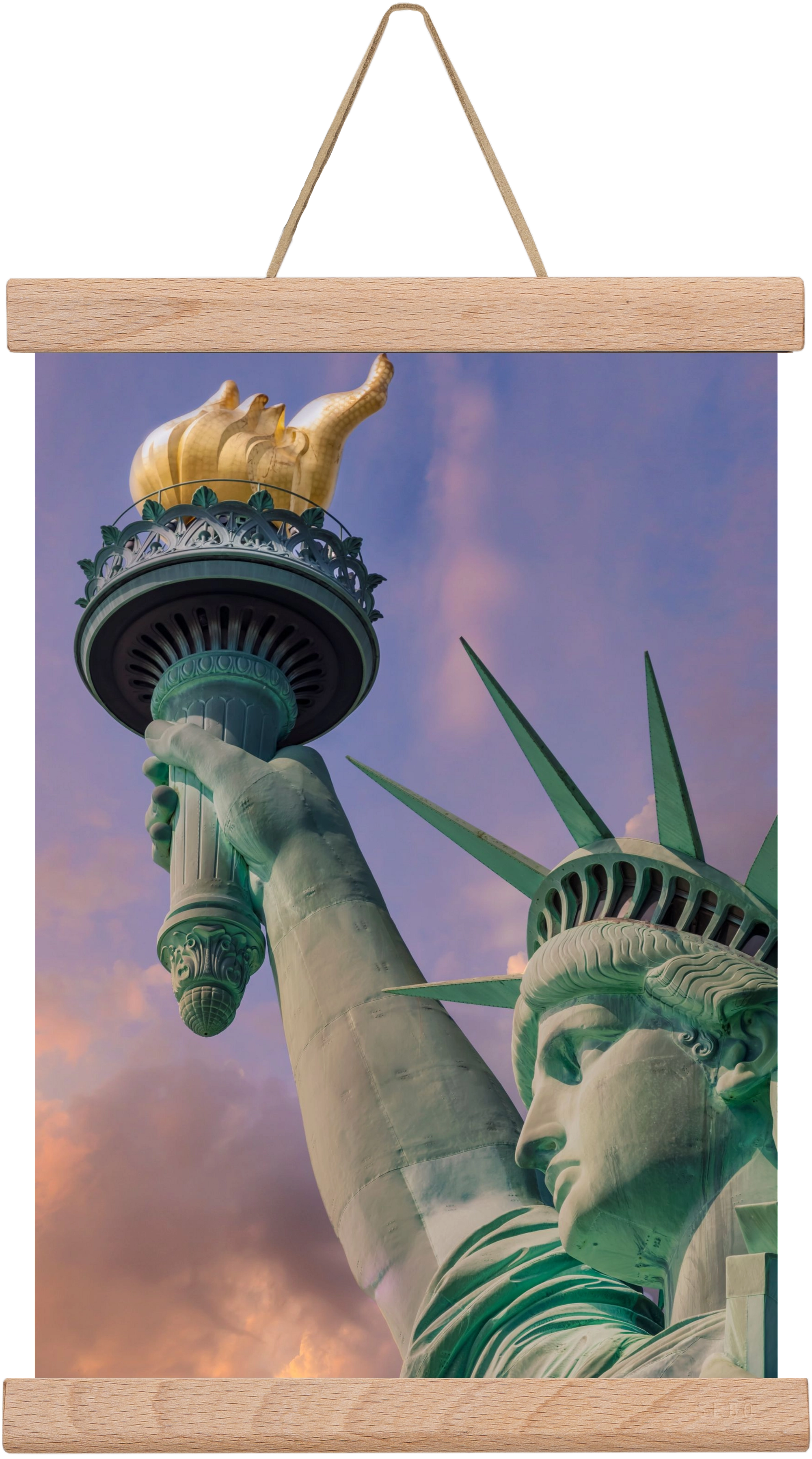 NEW YORK CITY Statue of Liberty at sunset, 20x30 cm (20x30 cm), Tölgy akasztó