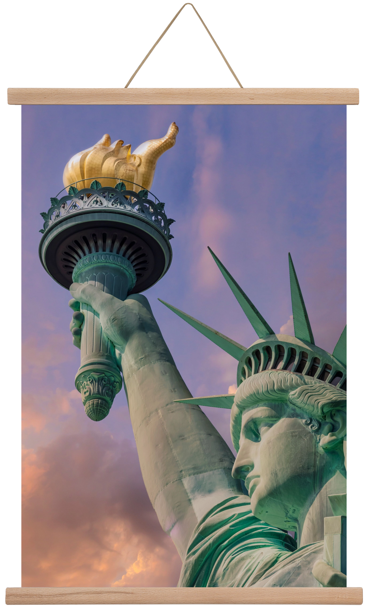NEW YORK CITY Statue of Liberty at sunset, 40x60 cm (40x60 cm), Tölgy akasztó