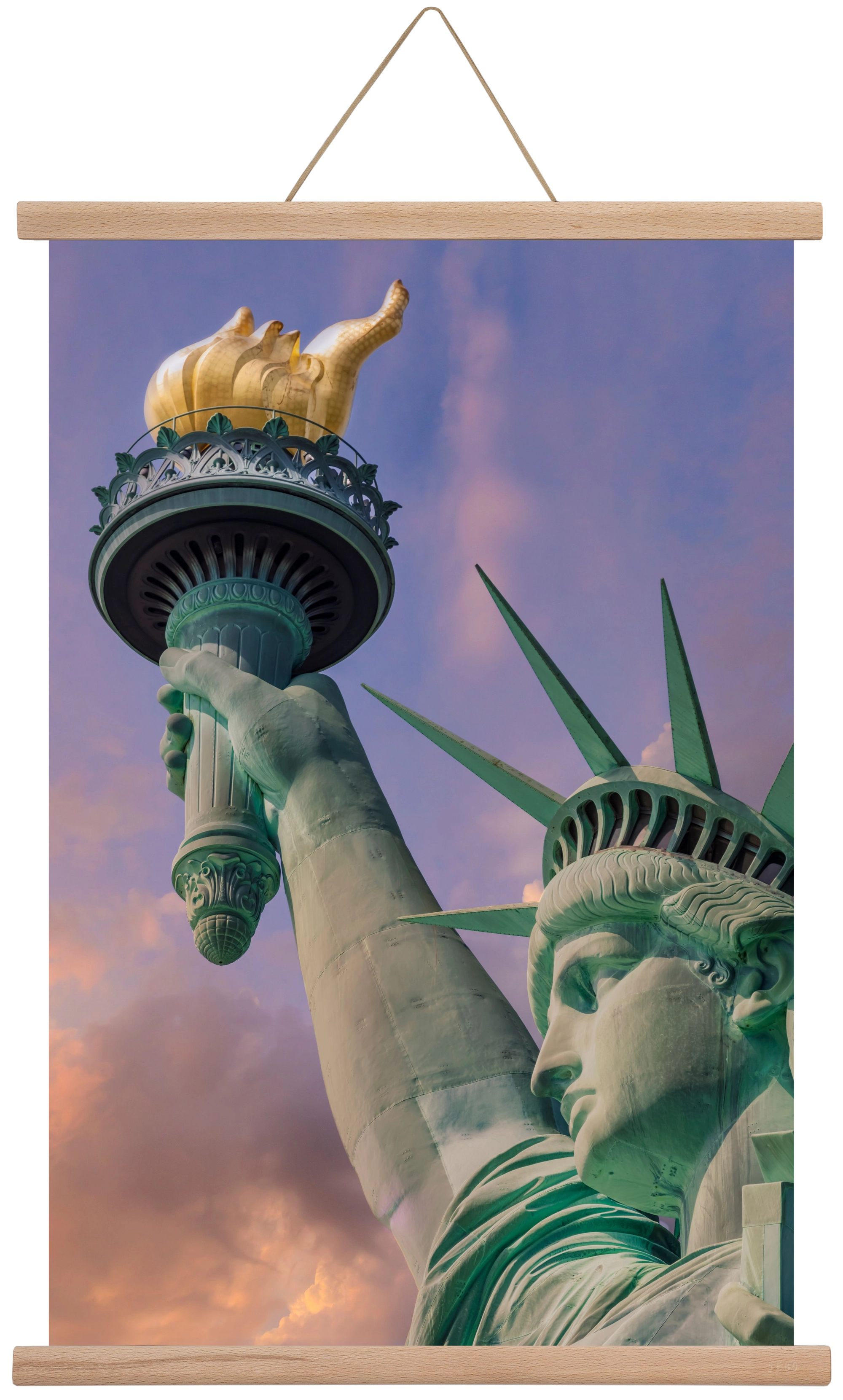 NEW YORK CITY Statue of Liberty at sunset, 40x60 cm (40x60 cm), Tölgy akasztó