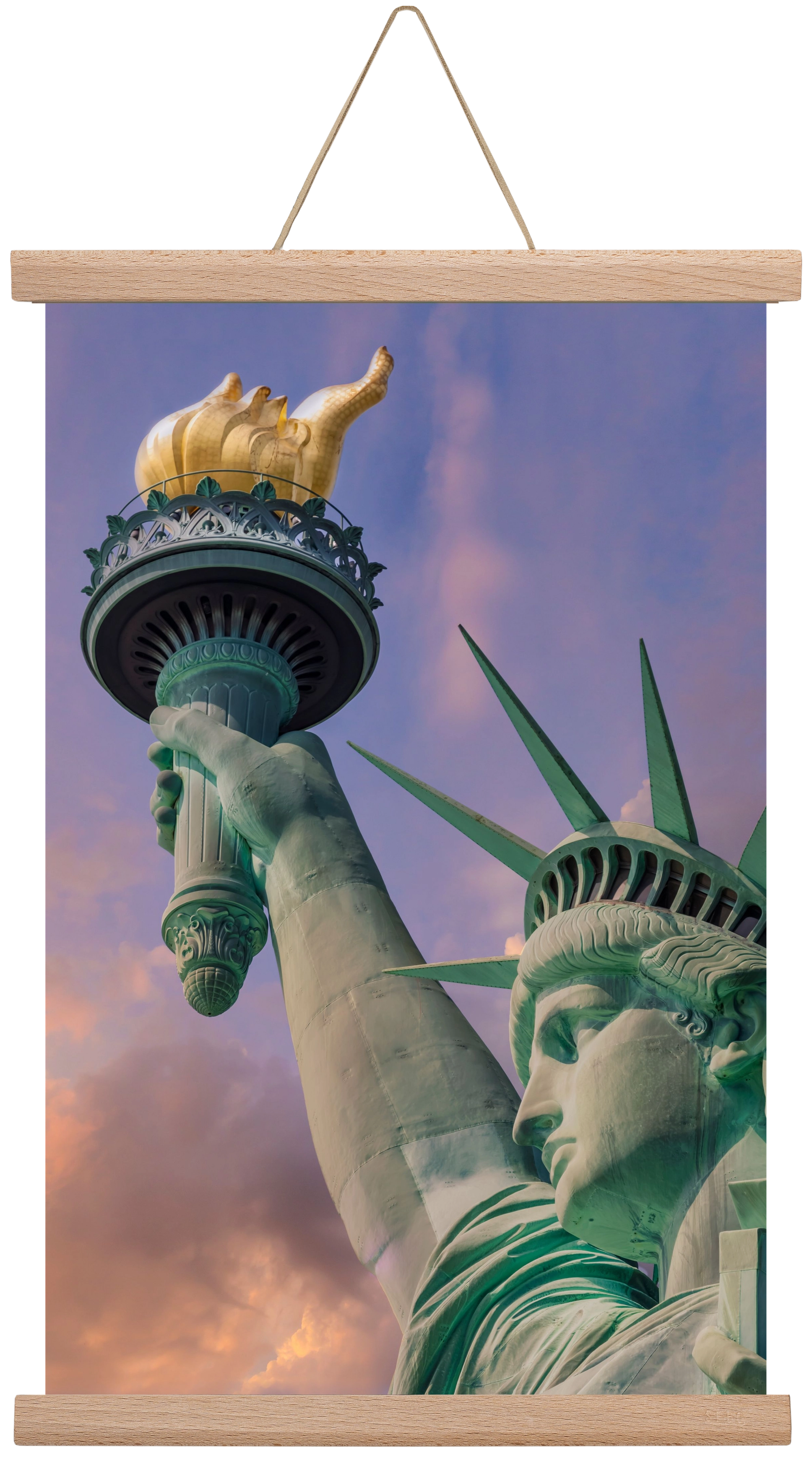 NEW YORK CITY Statue of Liberty at sunset, 30x45 cm (30x45 cm), Tölgy akasztó