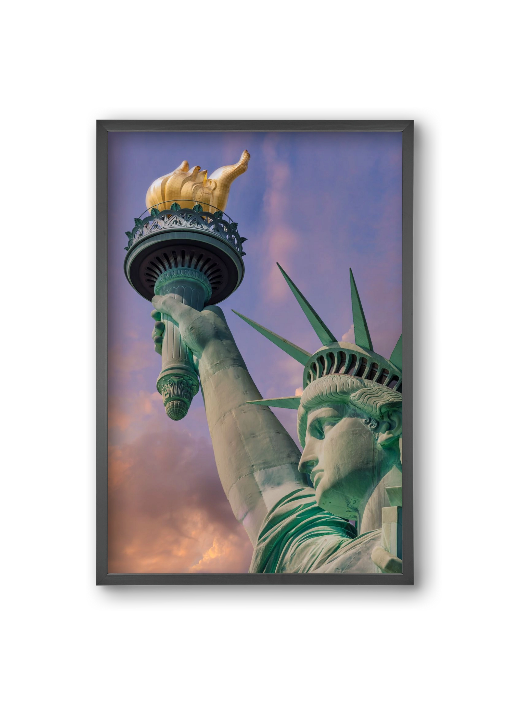 NEW YORK CITY Statue of Liberty at sunset, 20x30 cm (20x30 cm), Fekete keret
