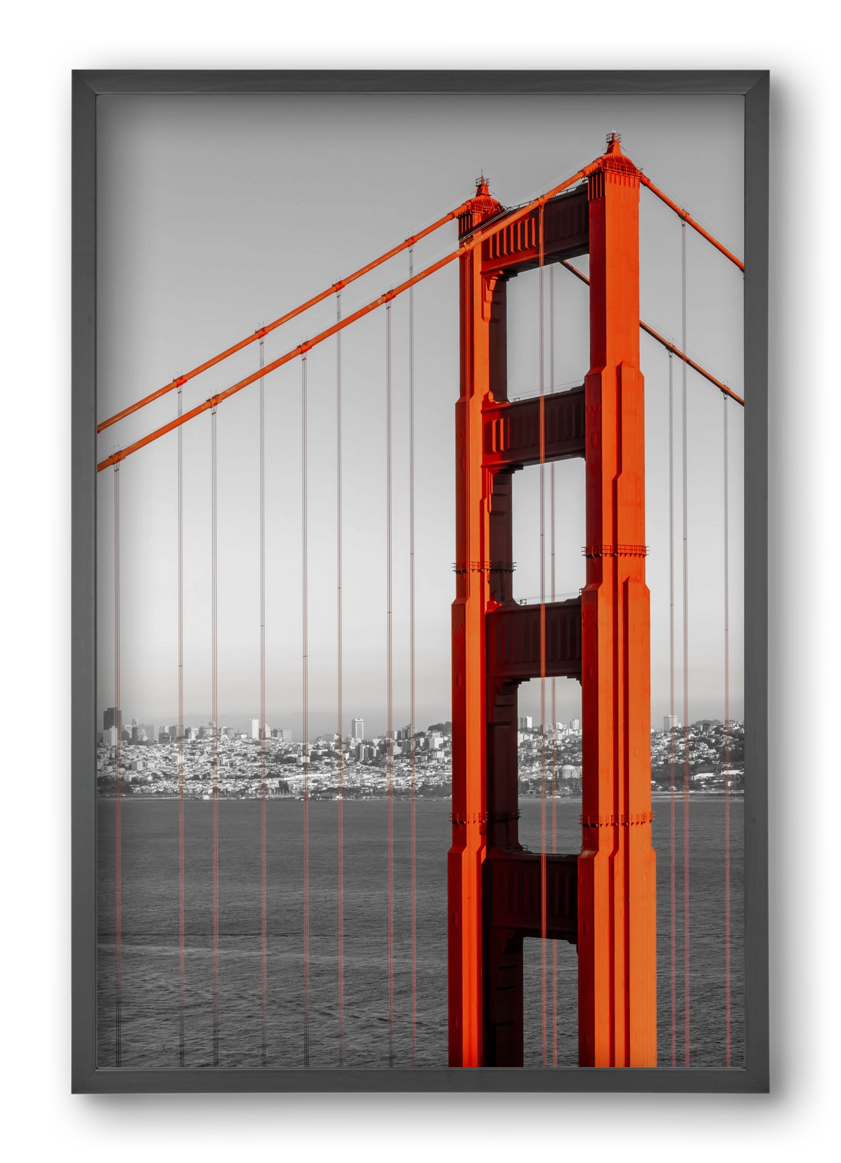 SAN FRANCISCO Golden Gate Bridge | color pop, 40x60 cm (40x60 cm), Fekete keret