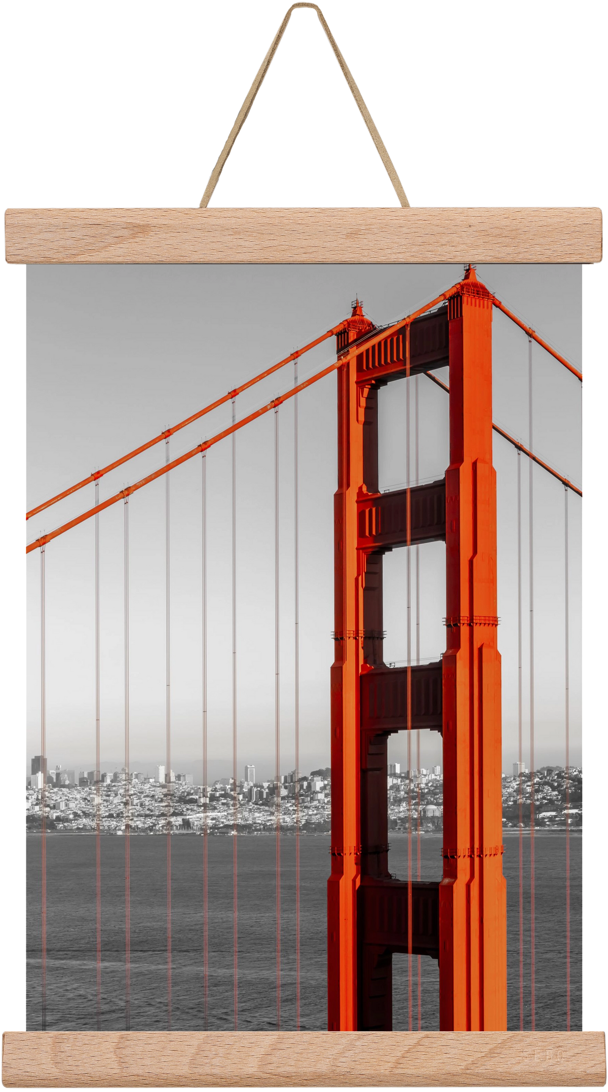 SAN FRANCISCO Golden Gate Bridge | color pop, 20x30 cm (20x30 cm), Tölgy akasztó