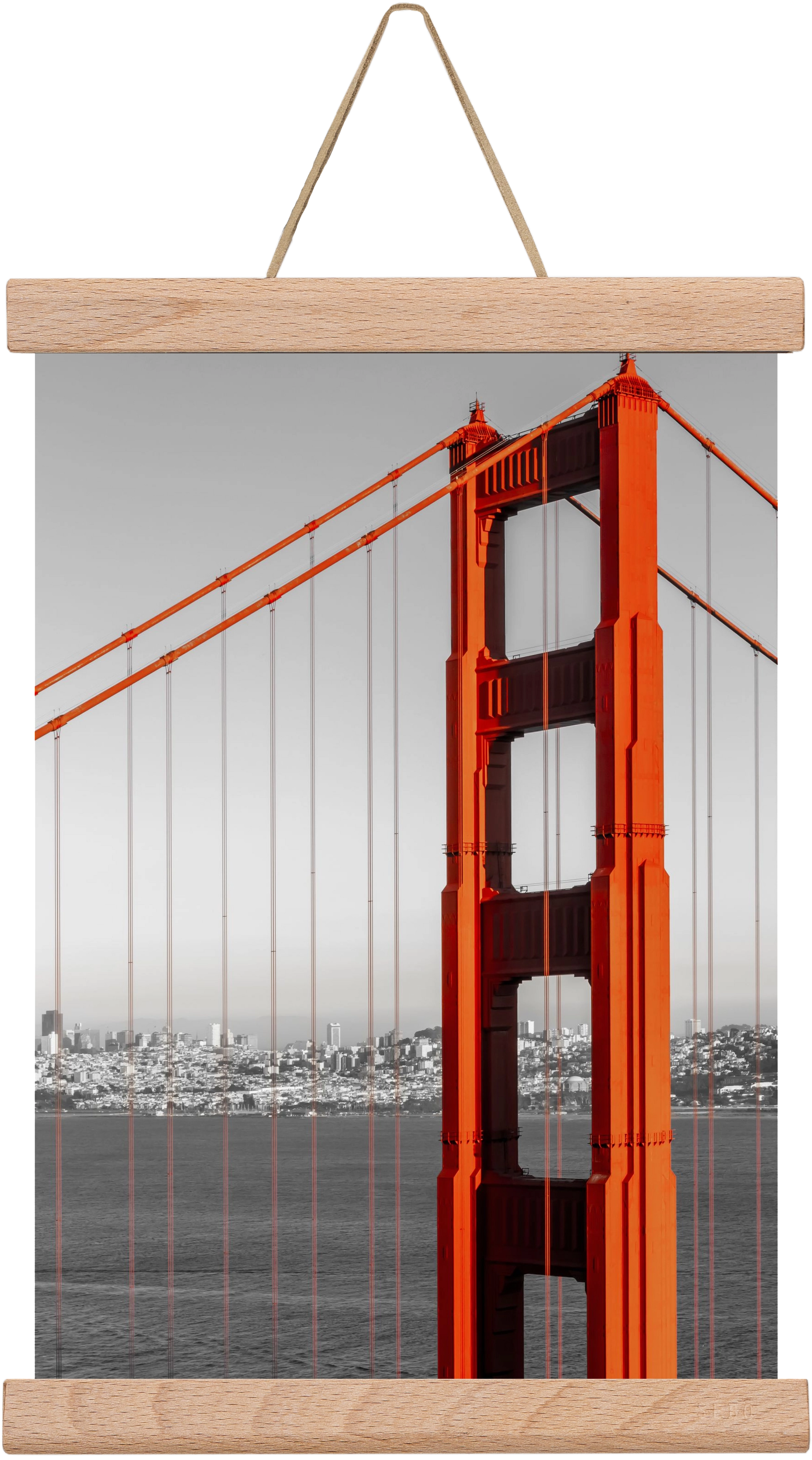 SAN FRANCISCO Golden Gate Bridge | color pop, 20x30 cm (20x30 cm), Tölgy akasztó