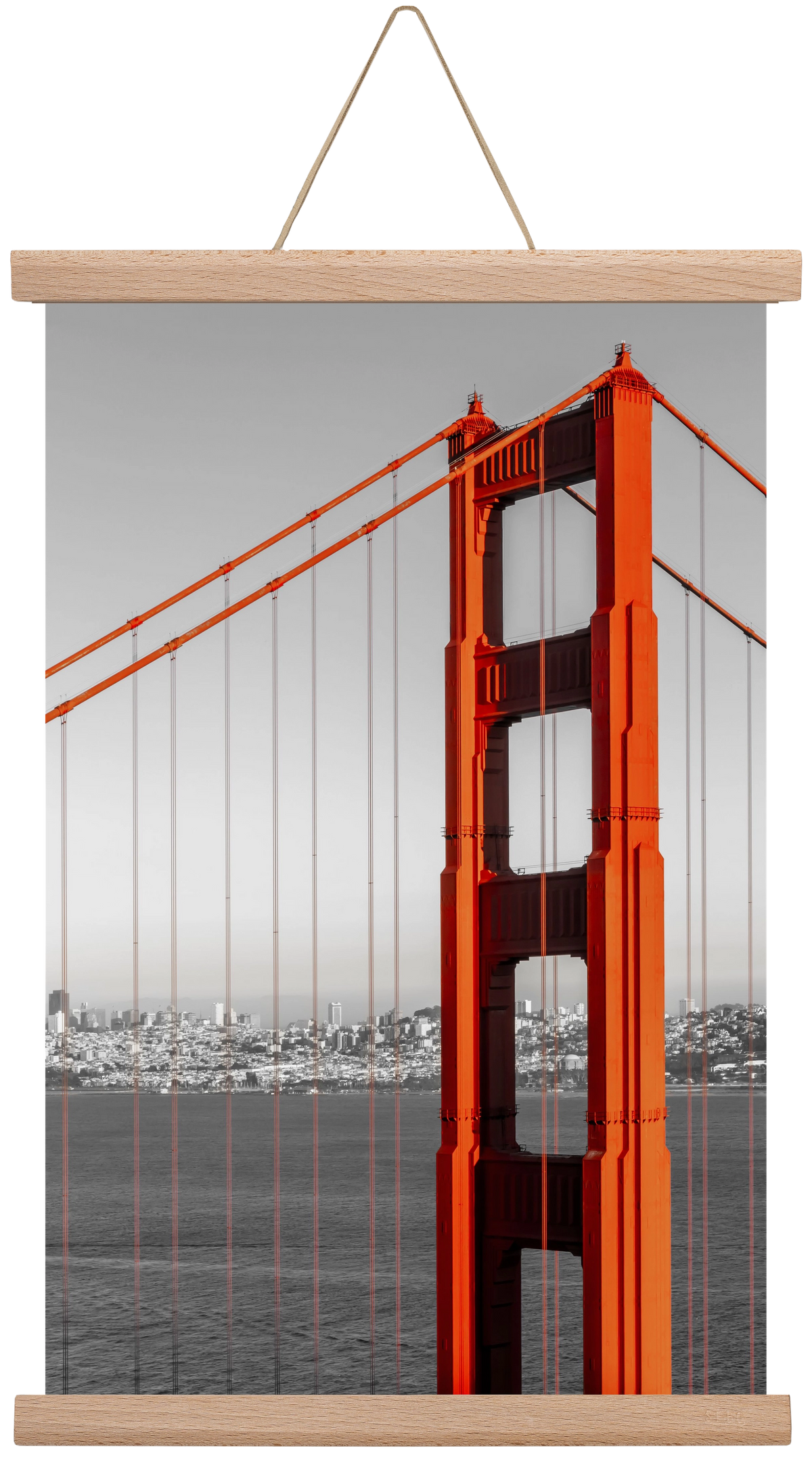 SAN FRANCISCO Golden Gate Bridge | color pop, 30x45 cm (30x45 cm), Tölgy akasztó