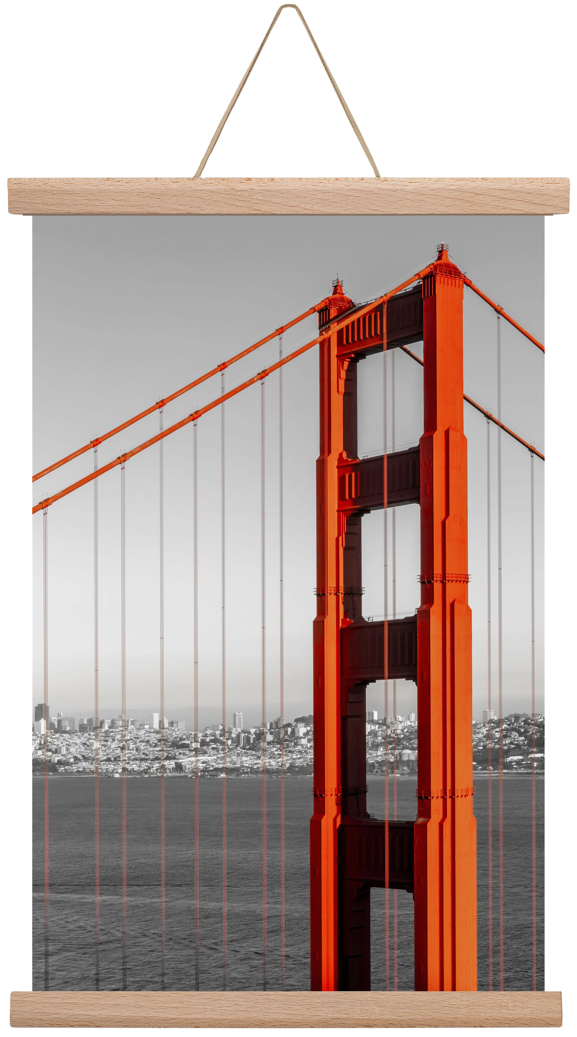 SAN FRANCISCO Golden Gate Bridge | color pop, 30x45 cm (30x45 cm), Tölgy akasztó