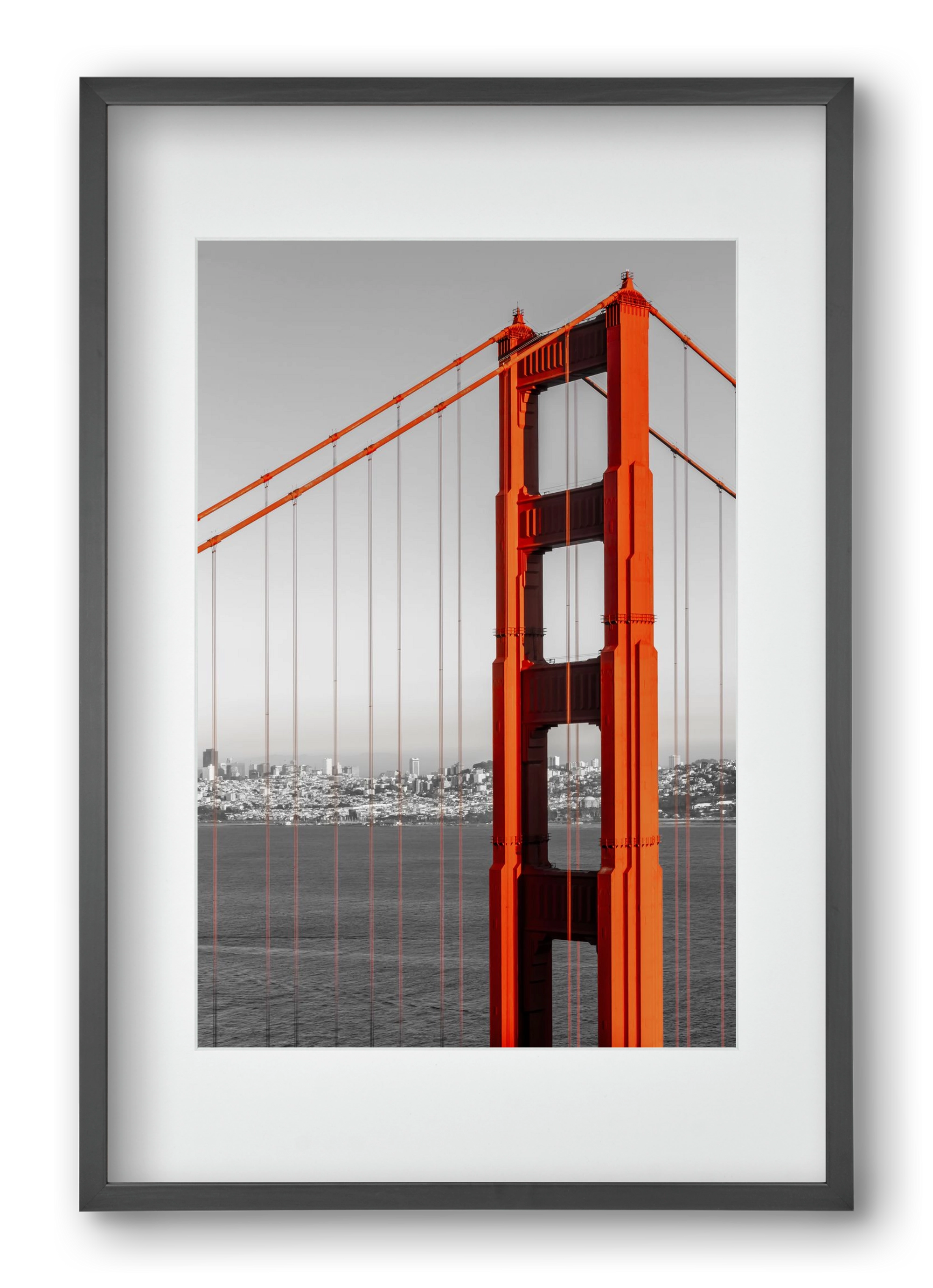 SAN FRANCISCO Golden Gate Bridge | color pop, 40x60 cm (30x45 cm), Fekete keret, paszpartuval