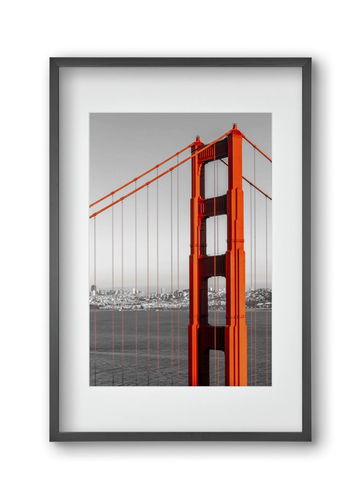 SAN FRANCISCO Golden Gate Bridge | color pop, 30x45 cm (20x30 cm), Fekete keret, paszpartuval
