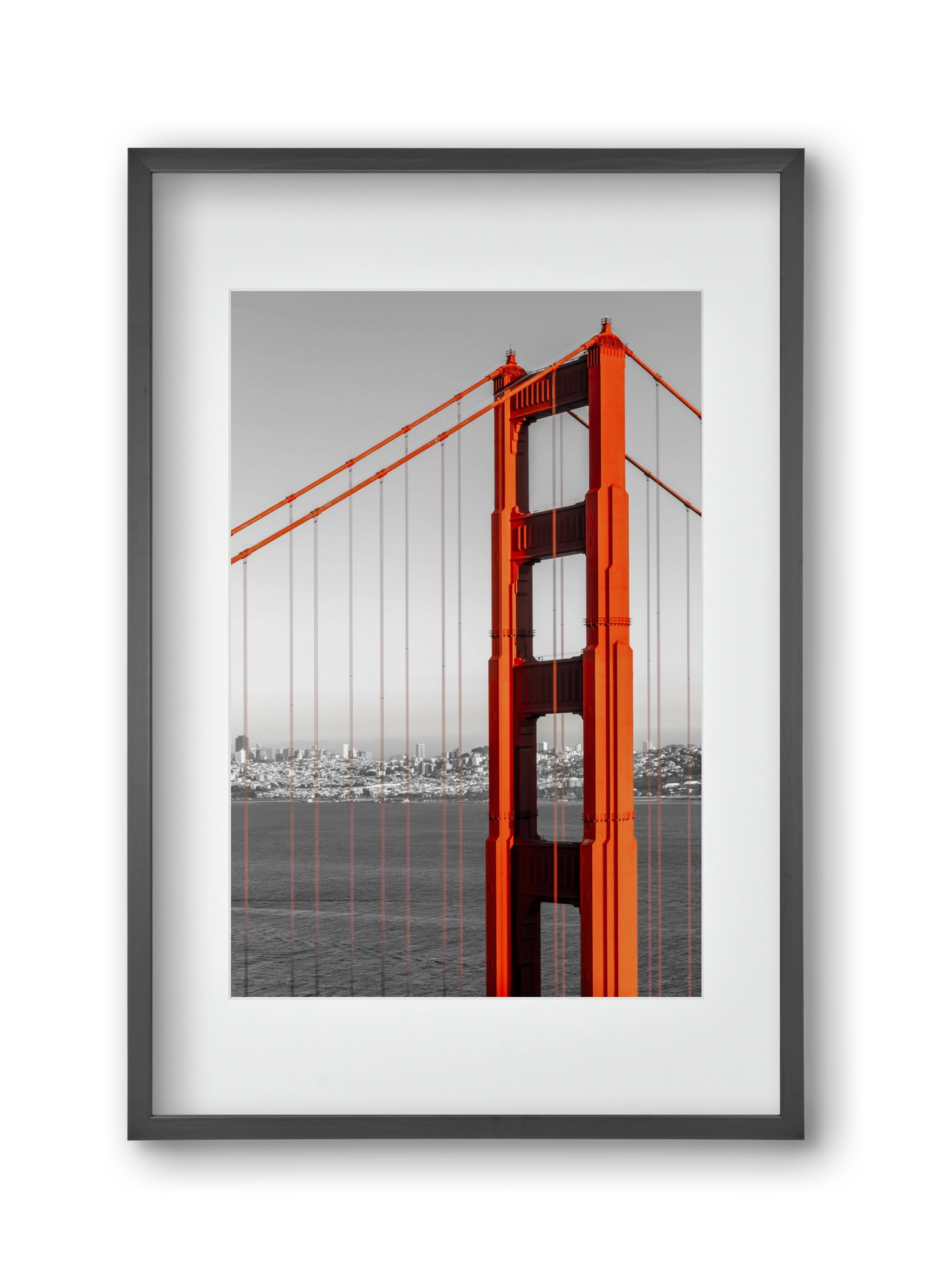 SAN FRANCISCO Golden Gate Bridge | color pop, 30x45 cm (20x30 cm), Fekete keret, paszpartuval