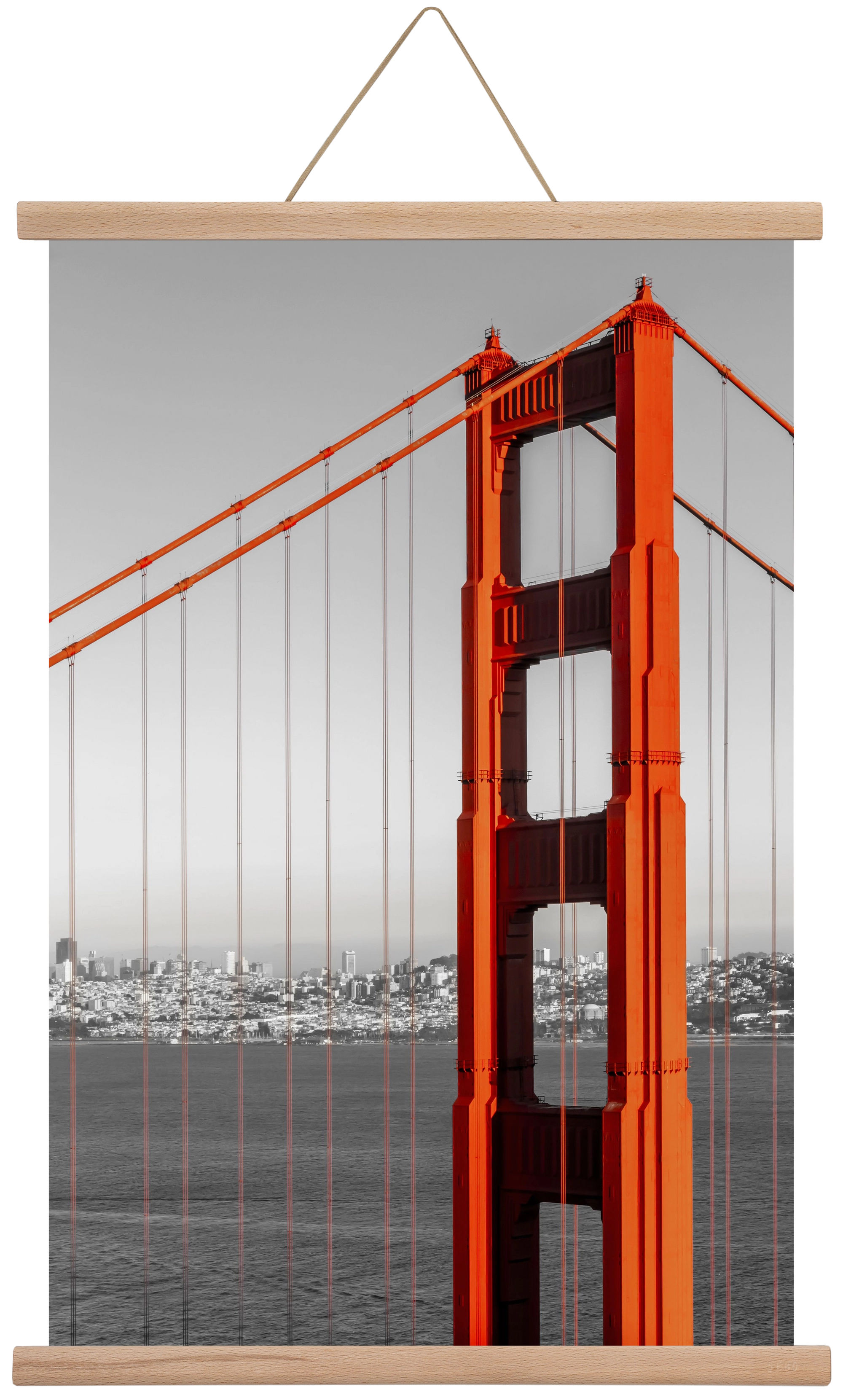 SAN FRANCISCO Golden Gate Bridge | color pop, 40x60 cm (40x60 cm), Tölgy akasztó
