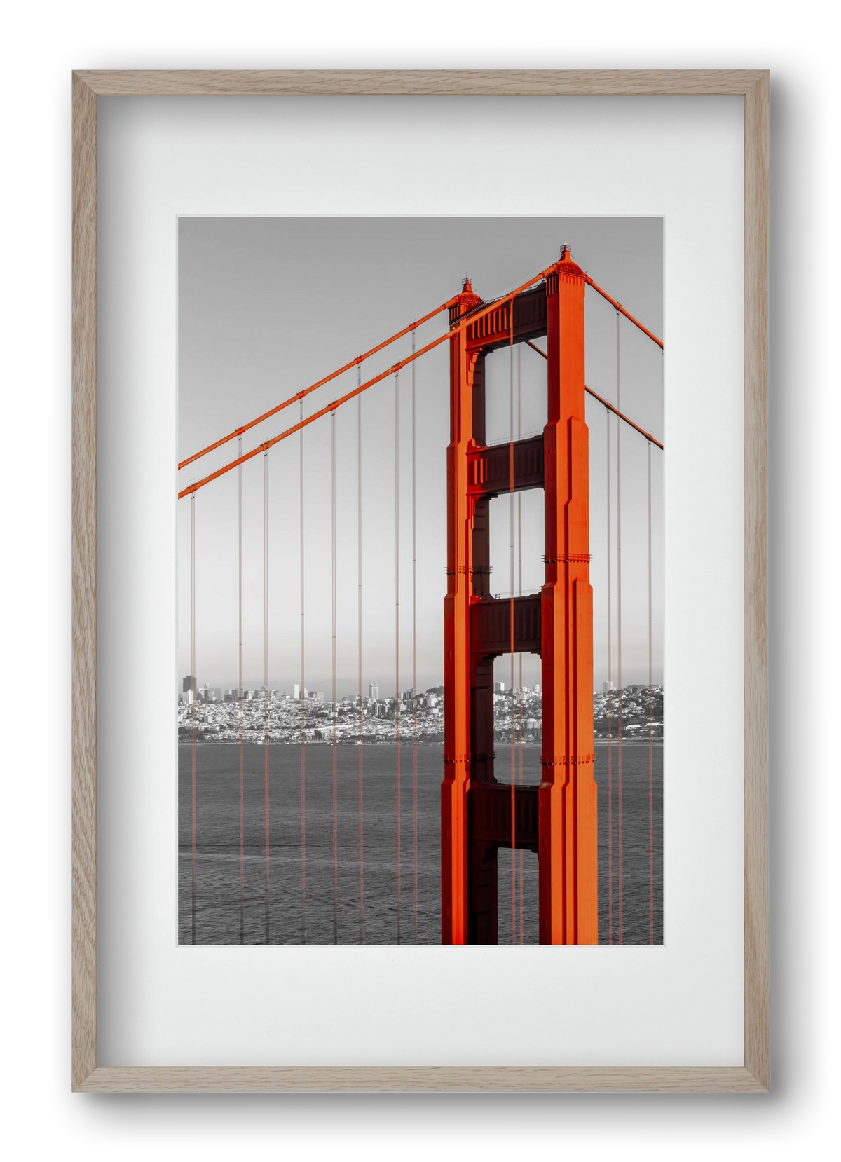 SAN FRANCISCO Golden Gate Bridge | color pop, 40x60 cm (30x45 cm), Tölgy keret, paszpartuval