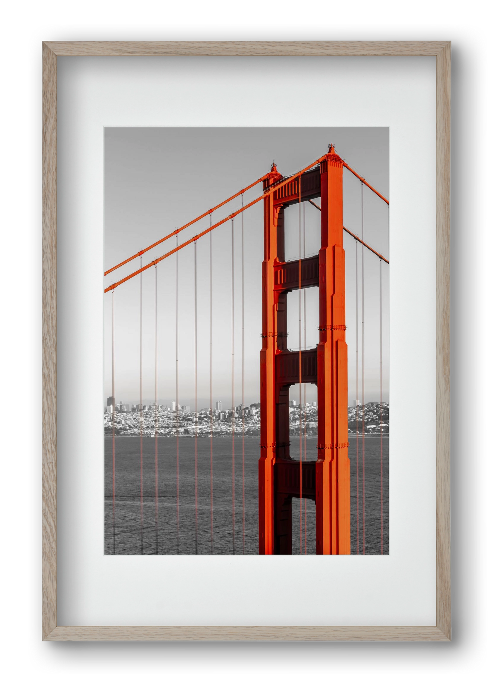SAN FRANCISCO Golden Gate Bridge | color pop, 40x60 cm (30x45 cm), Tölgy keret, paszpartuval