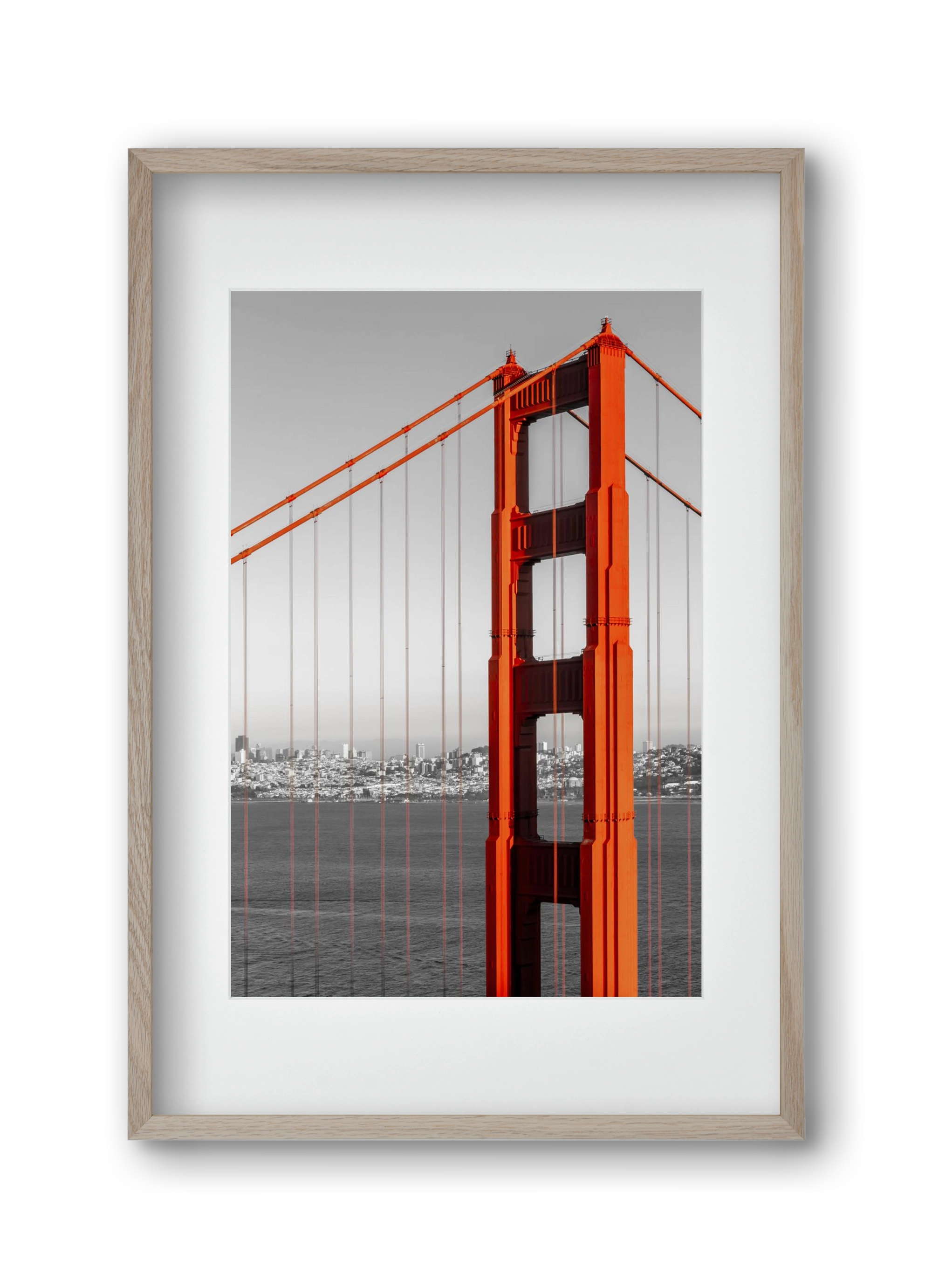 SAN FRANCISCO Golden Gate Bridge | color pop, 30x45 cm (20x30 cm), Tölgy keret, paszpartuval