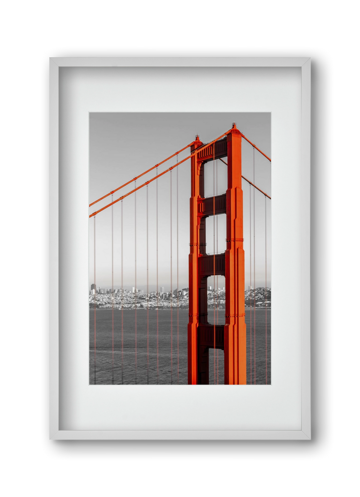 SAN FRANCISCO Golden Gate Bridge | color pop, 30x45 cm (20x30 cm), Fehér keret, paszpartuval