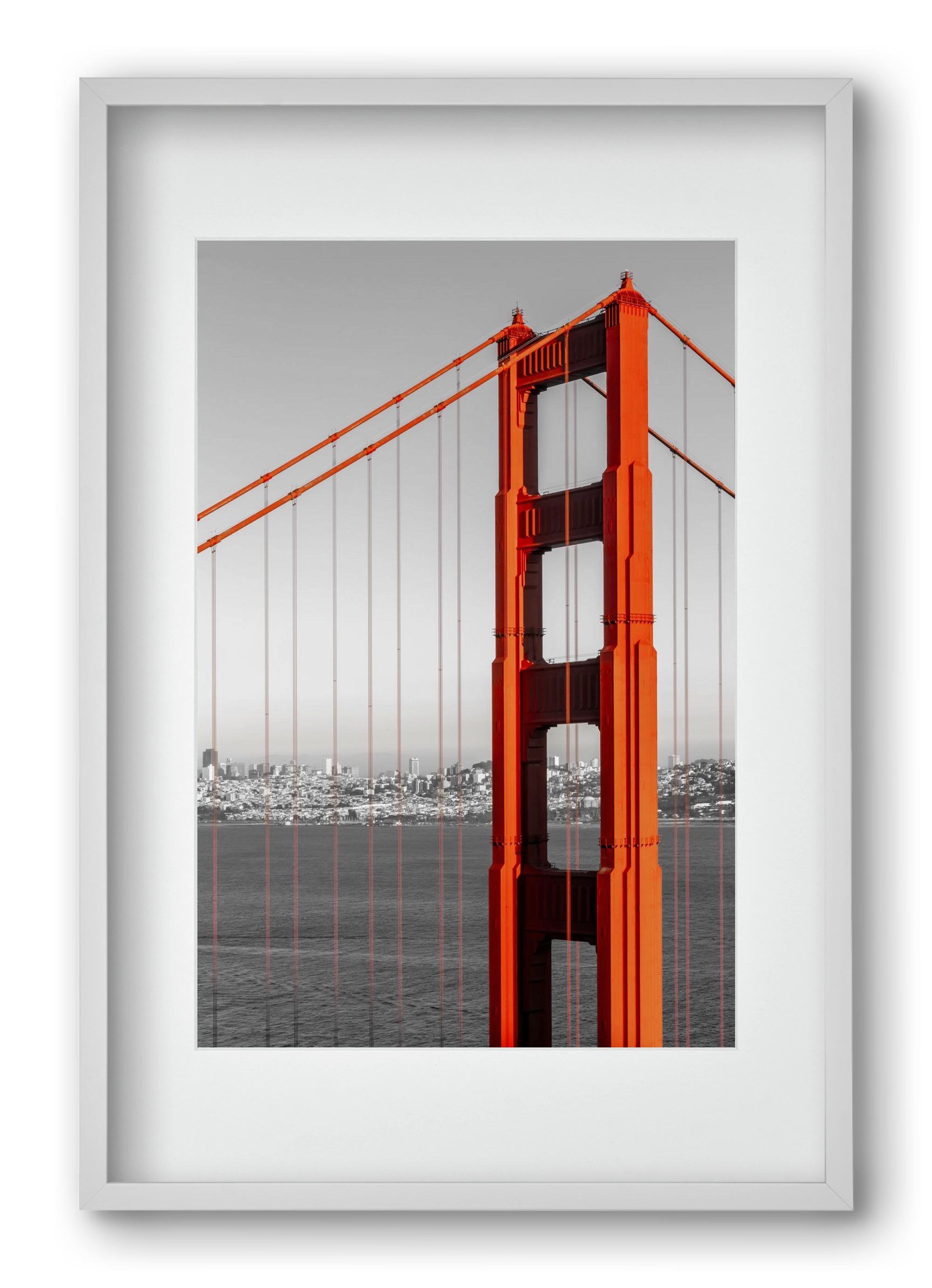 SAN FRANCISCO Golden Gate Bridge | color pop, 40x60 cm (30x45 cm), Fehér keret, paszpartuval