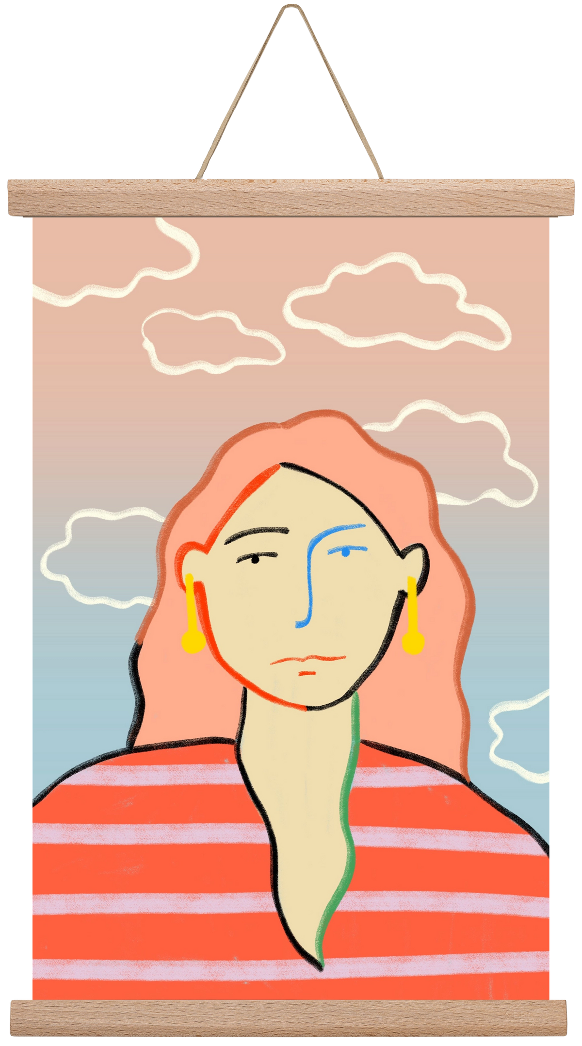 HEAD IN THE CLOUDS, 30x45 cm (30x45 cm), Tölgy akasztó
