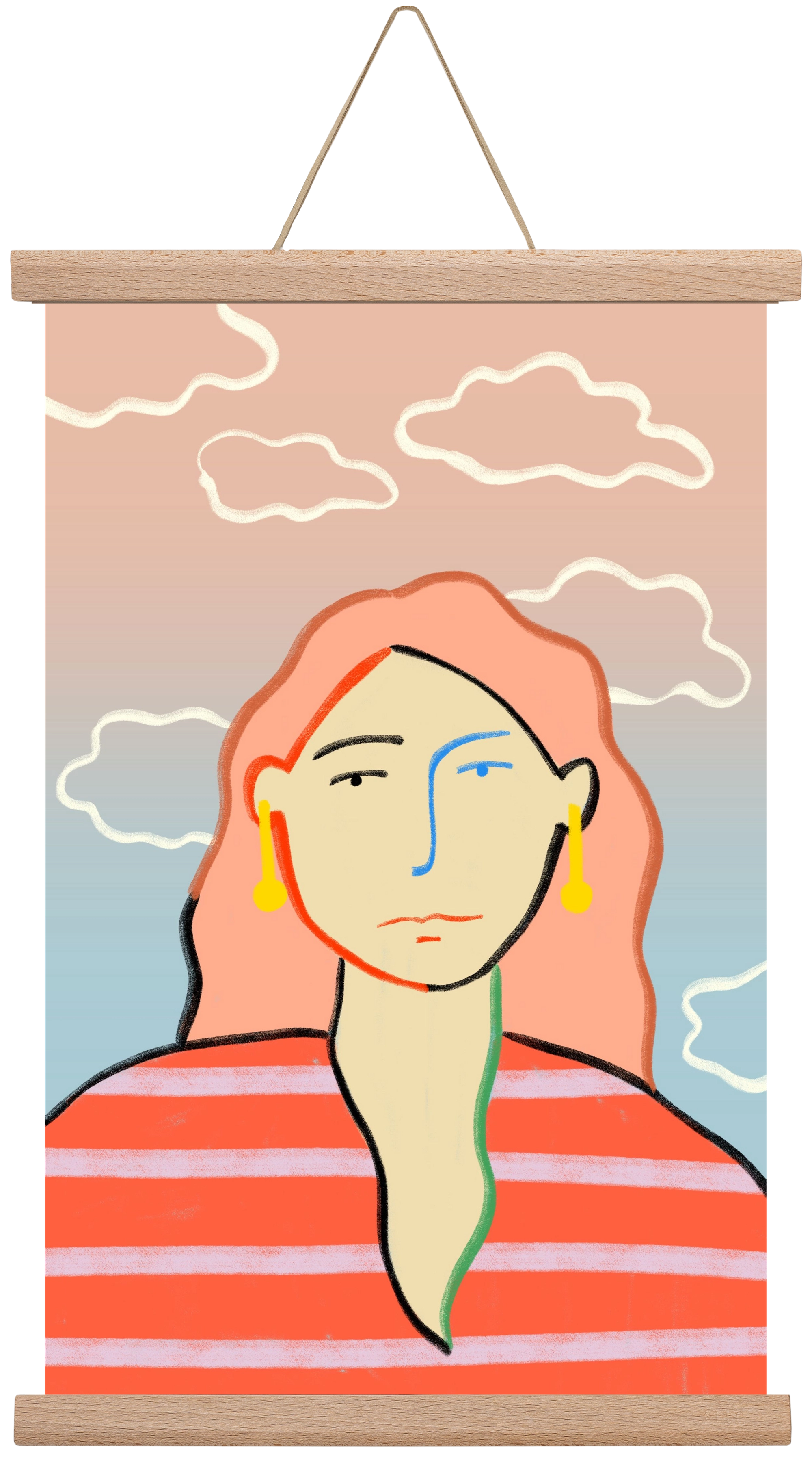 HEAD IN THE CLOUDS, 30x45 cm (30x45 cm), Tölgy akasztó