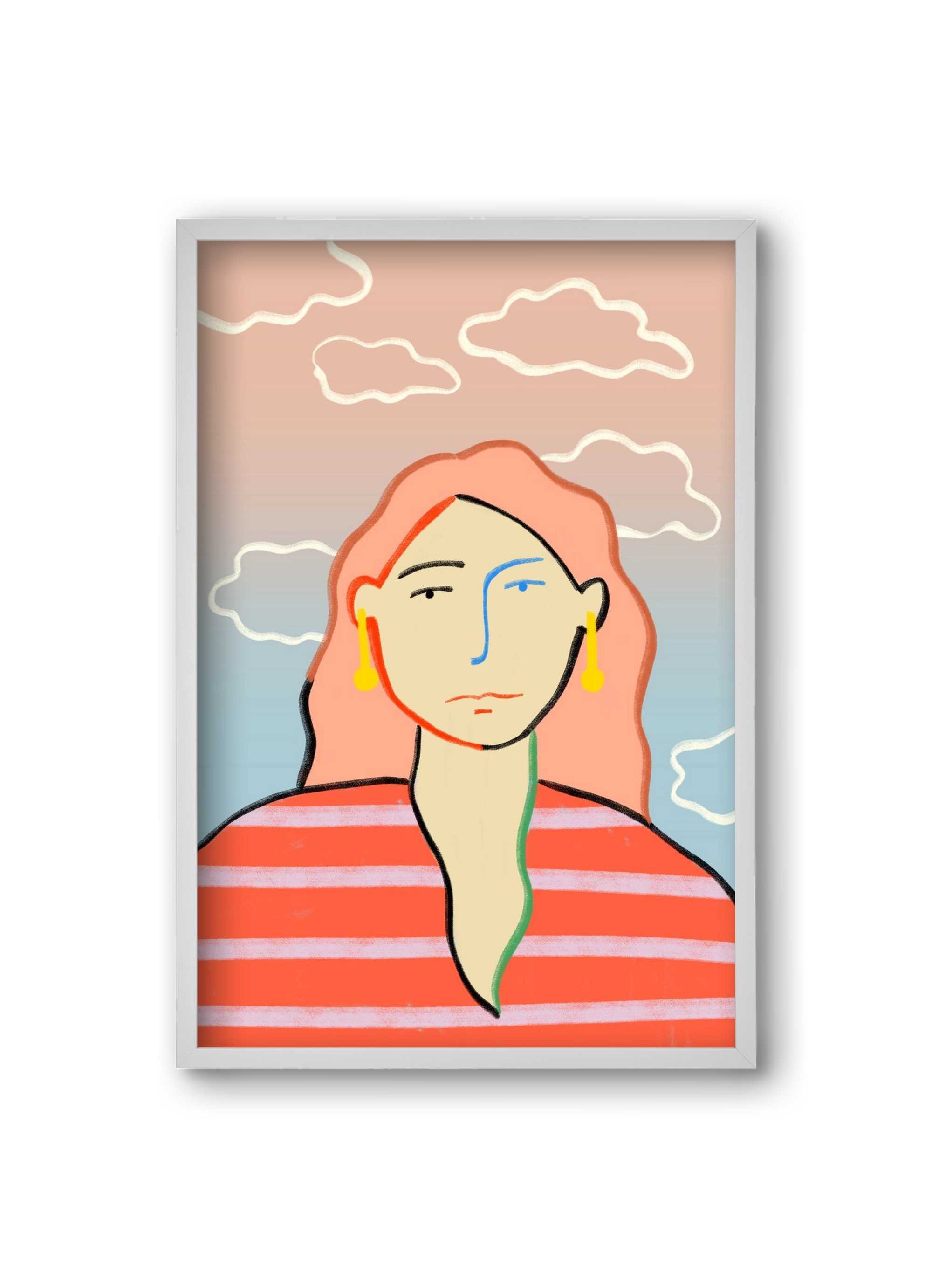 HEAD IN THE CLOUDS, 20x30 cm (20x30 cm), Fehér keret