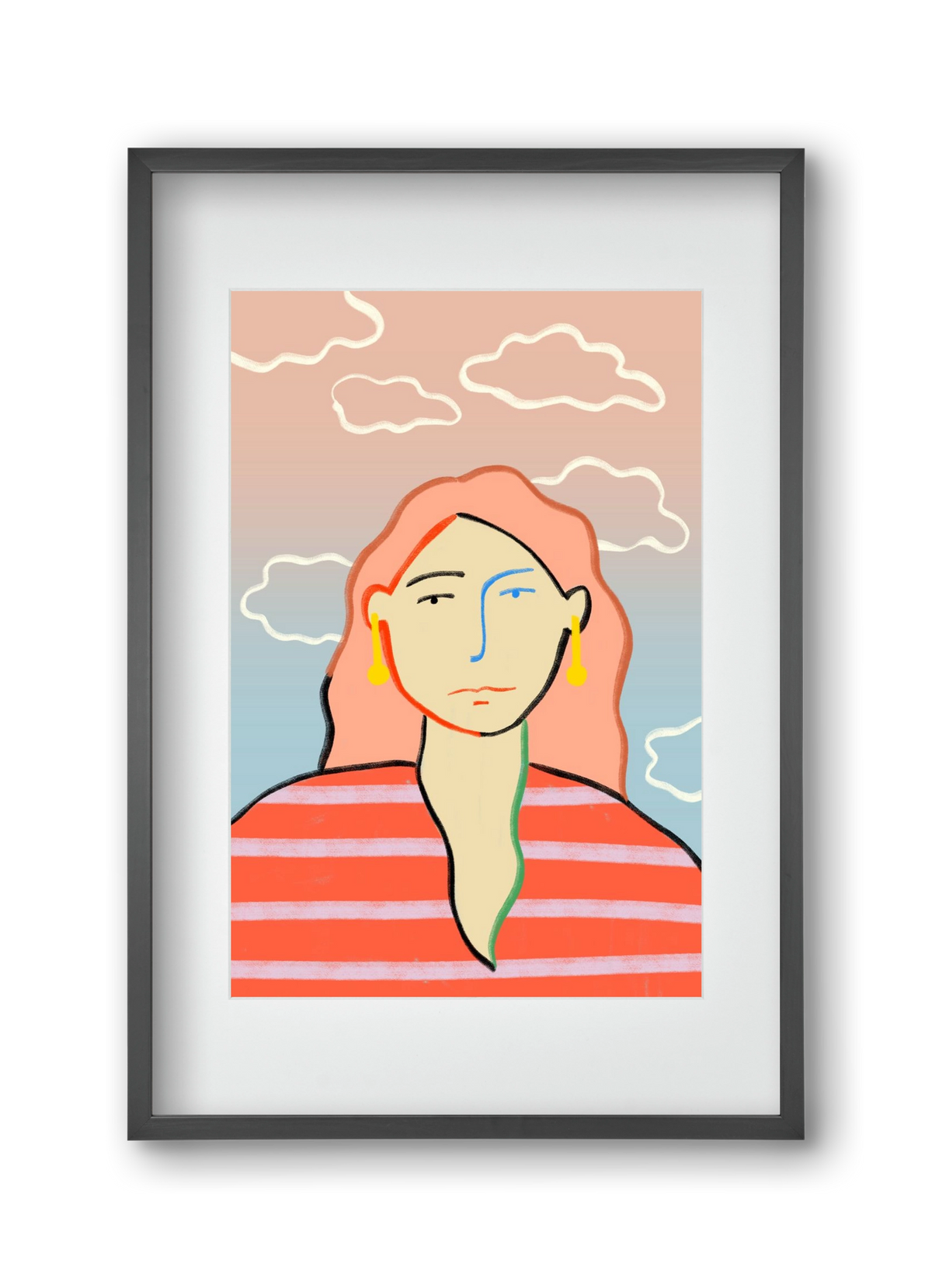 HEAD IN THE CLOUDS, 30x45 cm (20x30 cm), Fekete keret, paszpartuval