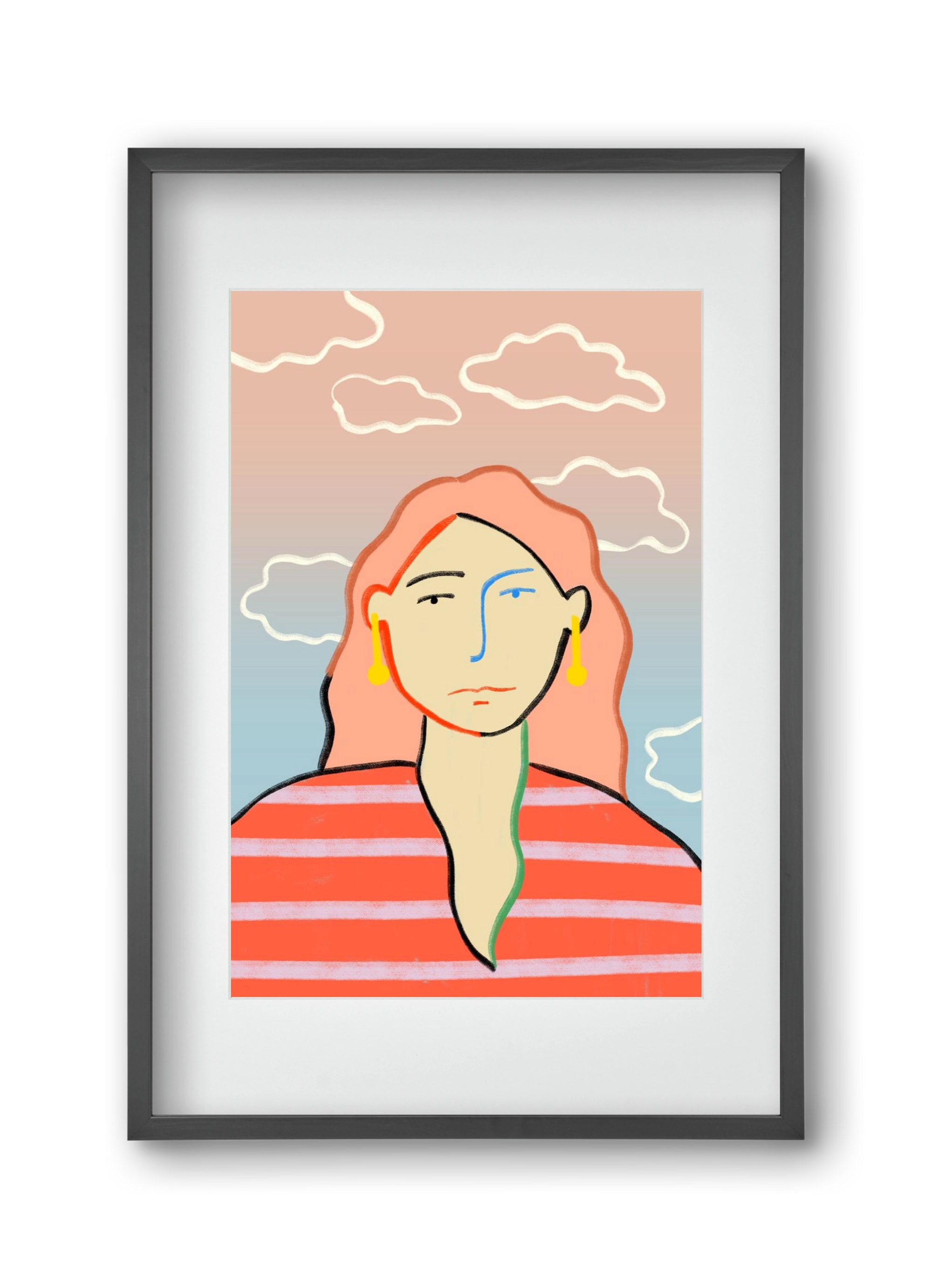 HEAD IN THE CLOUDS, 30x45 cm (20x30 cm), Fekete keret, paszpartuval