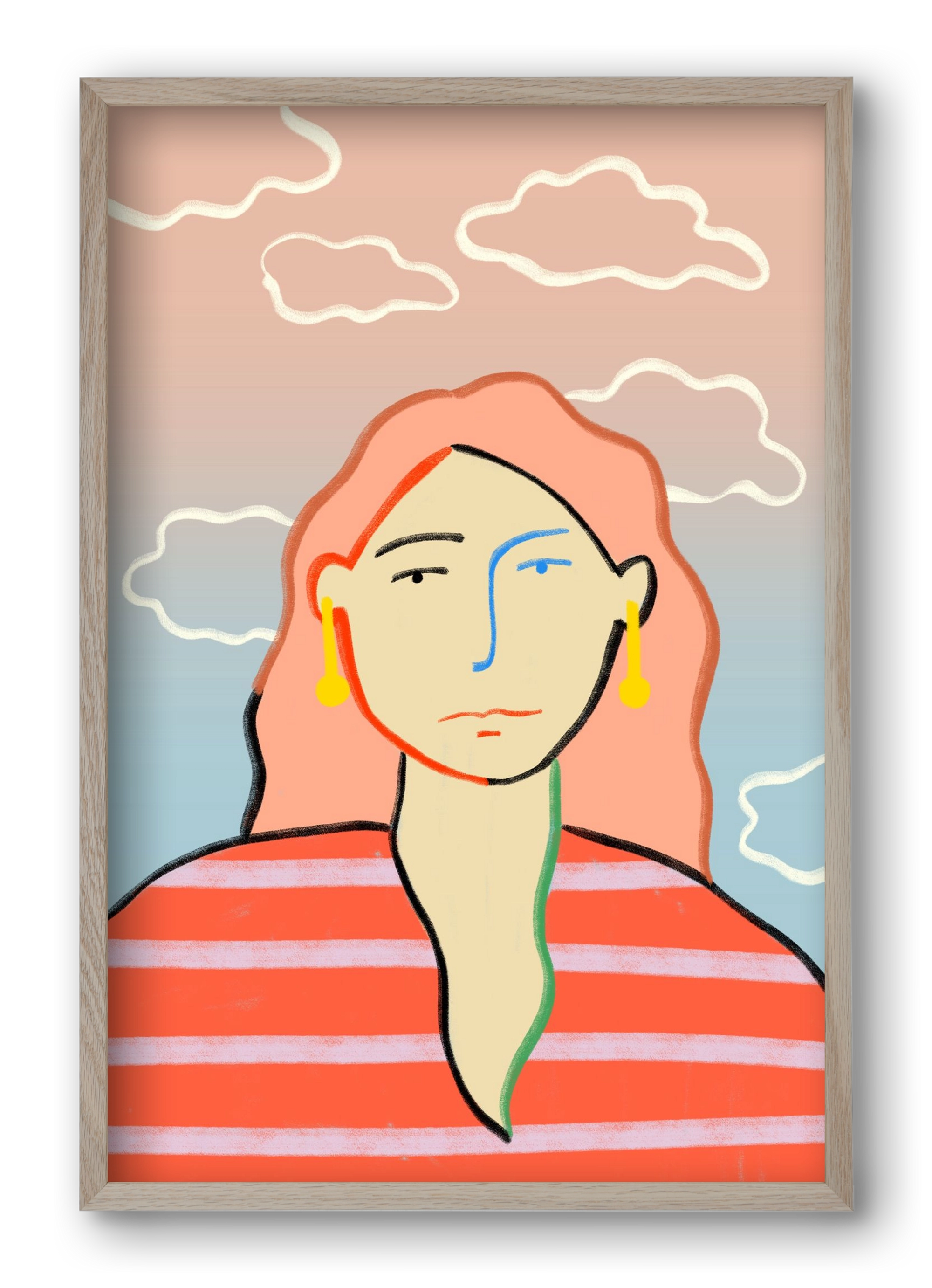 HEAD IN THE CLOUDS, 40x60 cm (40x60 cm), Tölgy keret