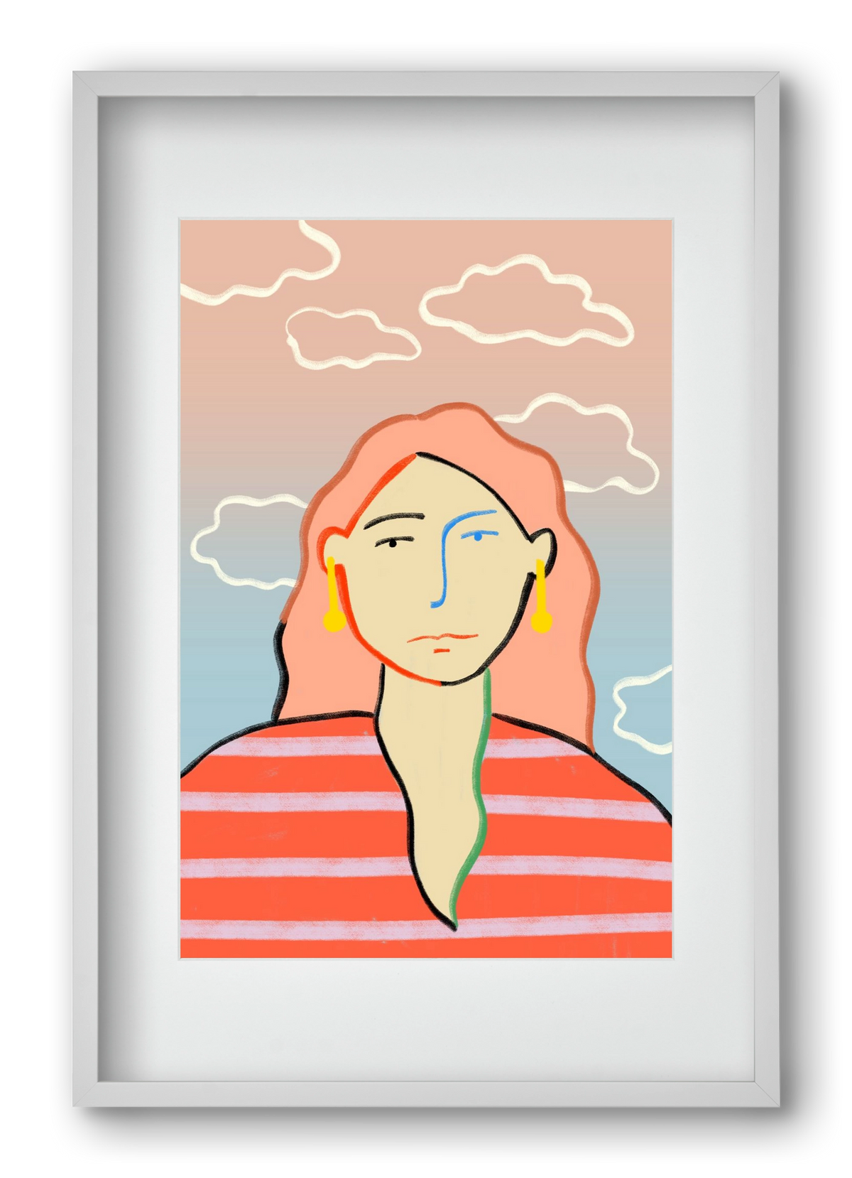 HEAD IN THE CLOUDS, 40x60 cm (30x45 cm), Fehér keret, paszpartuval