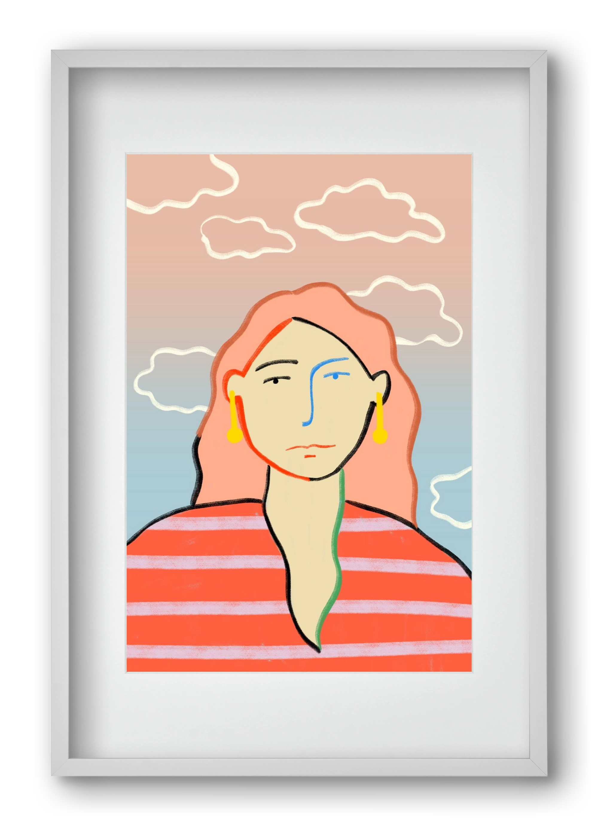 HEAD IN THE CLOUDS, 40x60 cm (30x45 cm), Fehér keret, paszpartuval