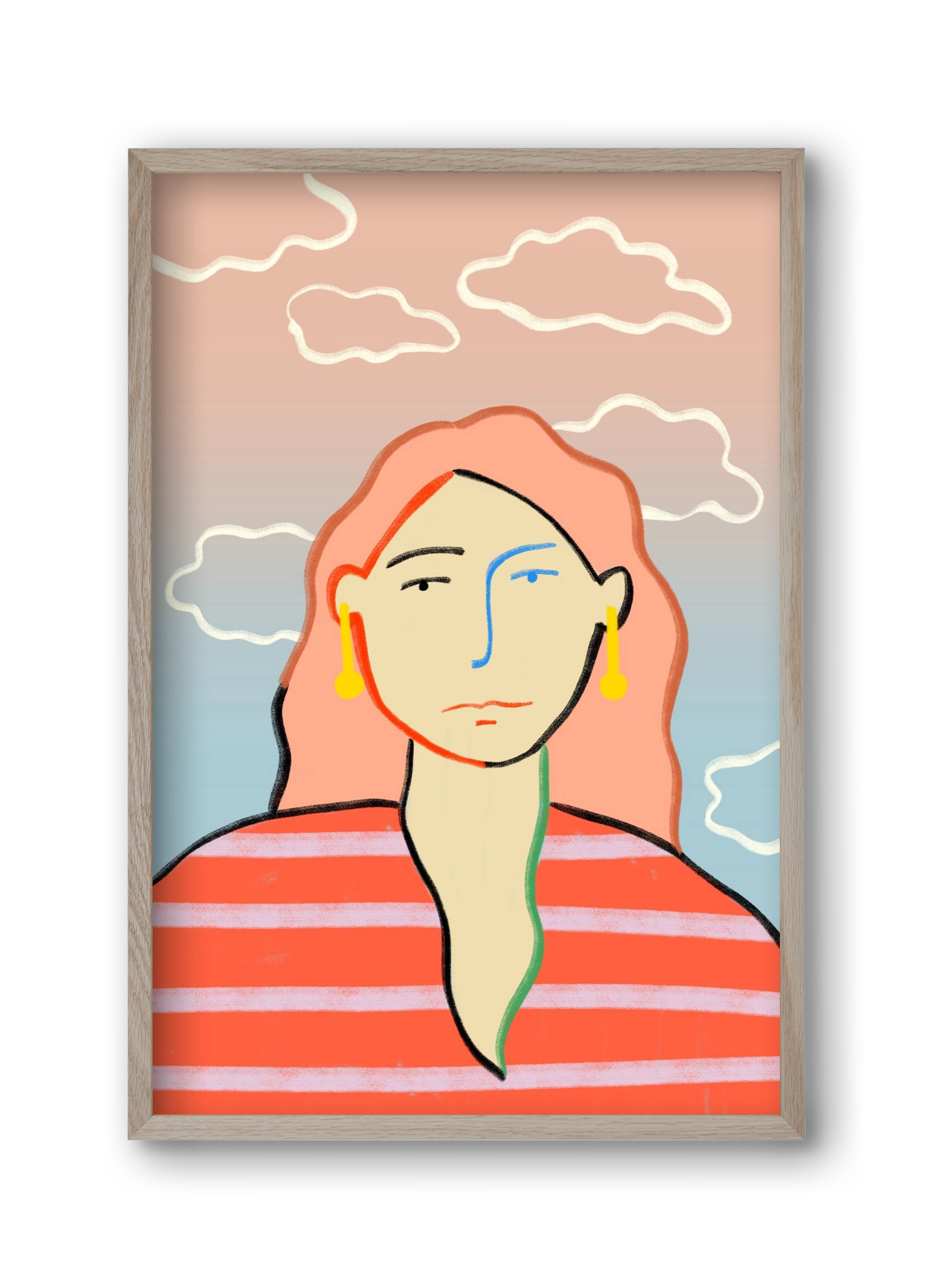 HEAD IN THE CLOUDS, 30x45 cm (30x45 cm), Tölgy keret