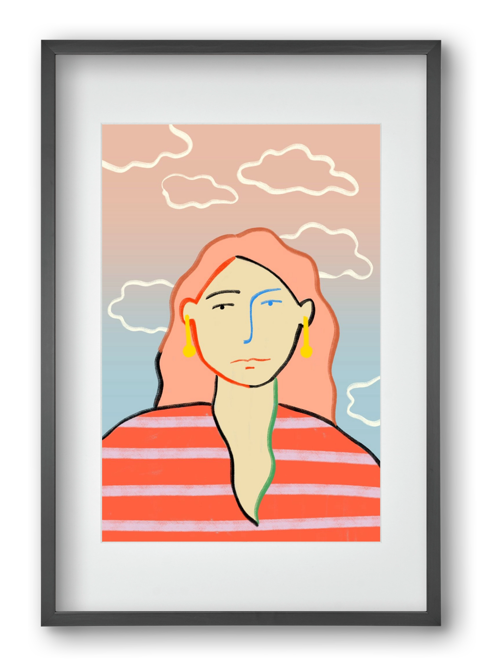 HEAD IN THE CLOUDS, 40x60 cm (30x45 cm), Fekete keret, paszpartuval