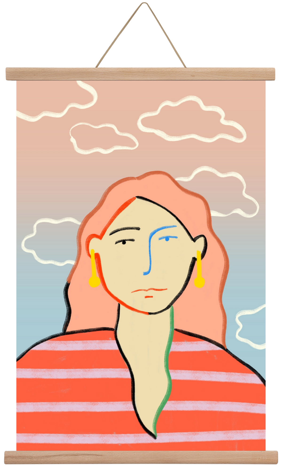 HEAD IN THE CLOUDS, 40x60 cm (40x60 cm), Tölgy akasztó