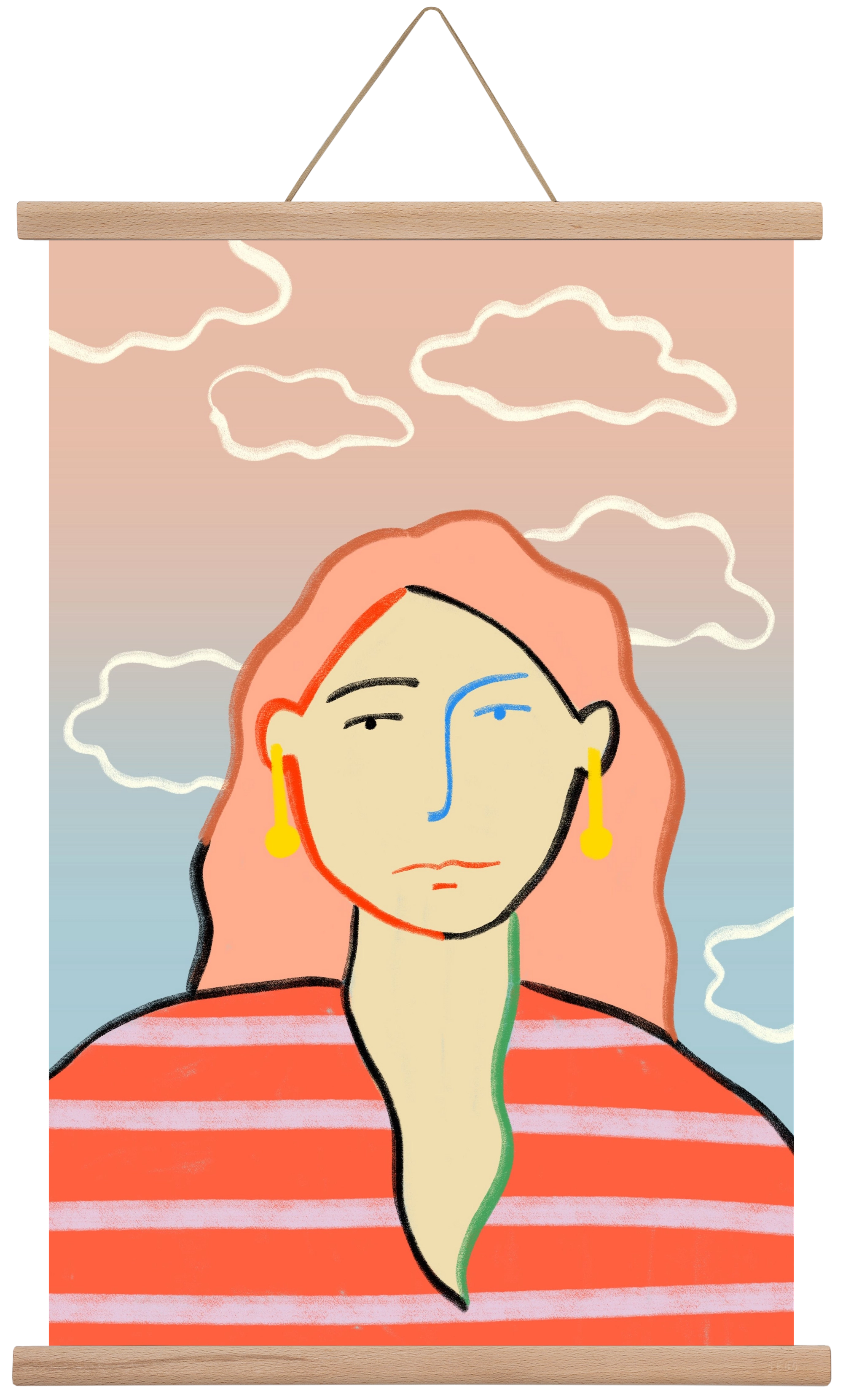 HEAD IN THE CLOUDS, 40x60 cm (40x60 cm), Tölgy akasztó